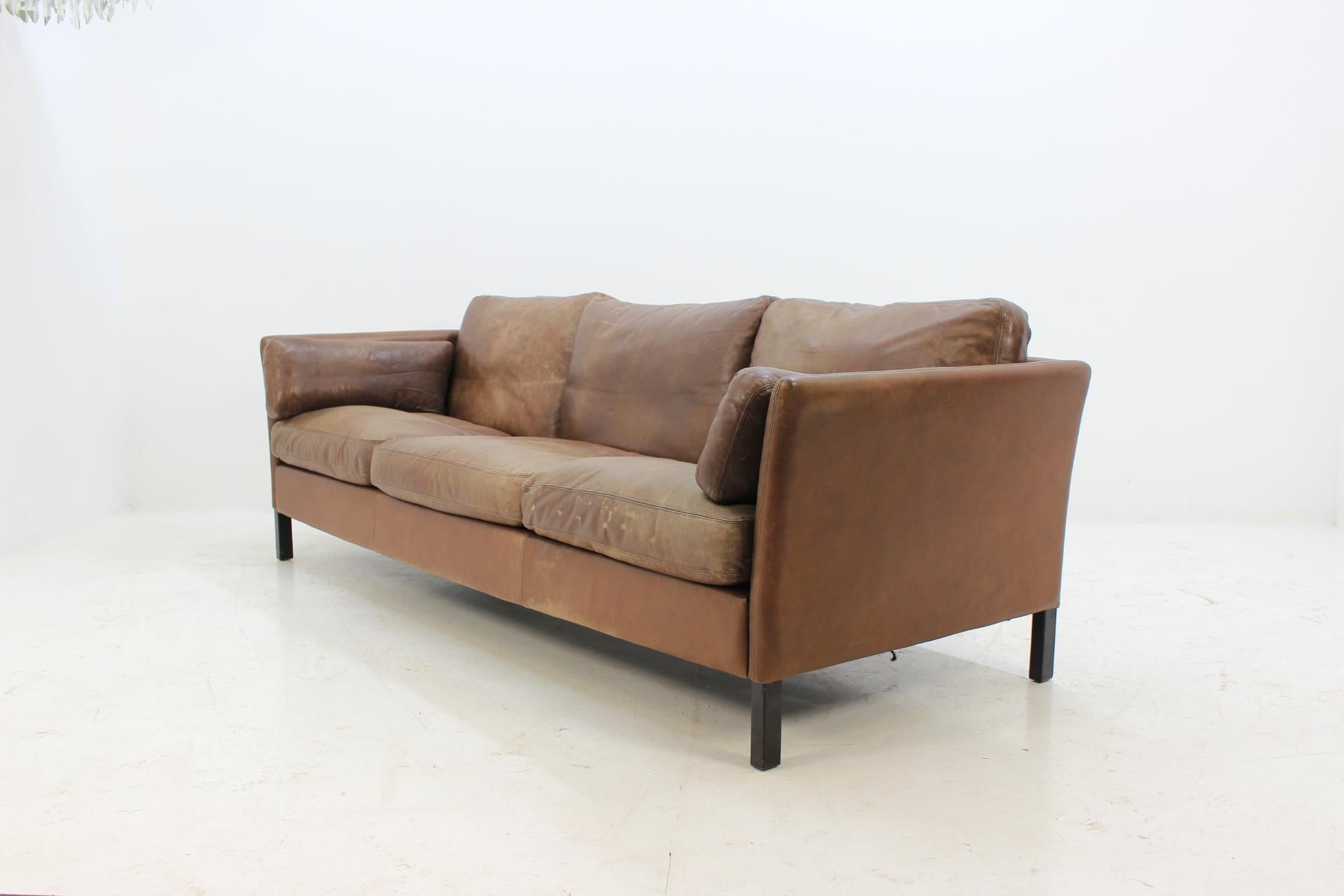 Mid-Century Modern 1960s Georg Thams Danish Three Seater Sofa in Brown Leather