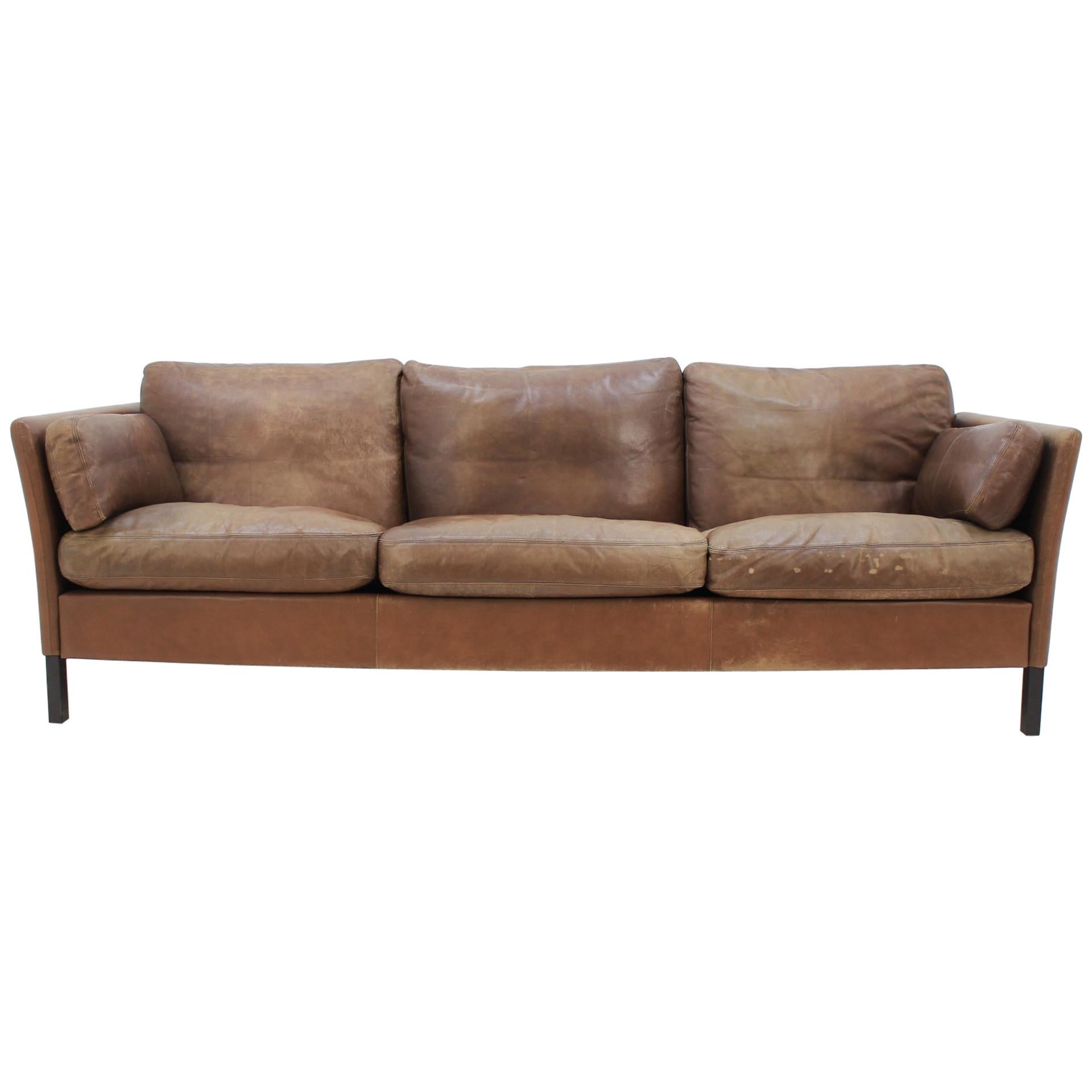 1960s Georg Thams Danish Three Seater Sofa in Brown Leather