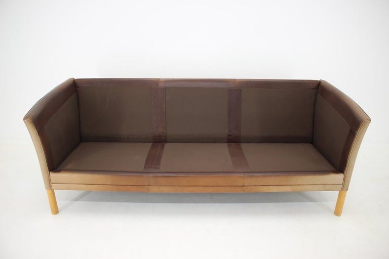 Mid-Century Modern 1960s Georg Thams Leather 3-Seat Sofa For Sale