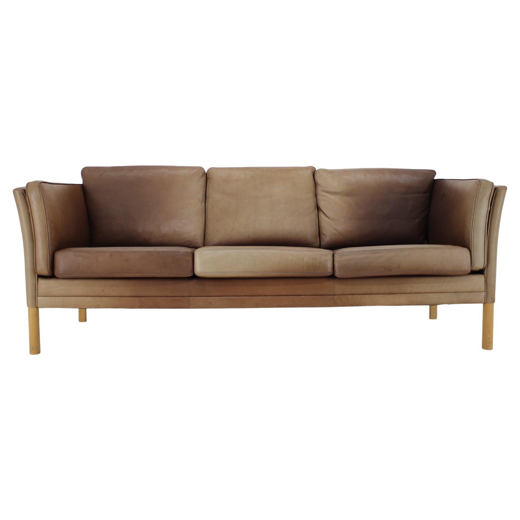 1960er Georg Thams Leder 3-Sitz Sofa