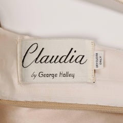 1960s George Halley Vintage Satin Evening Dress or Gown with Ombre Dyed Ribbon