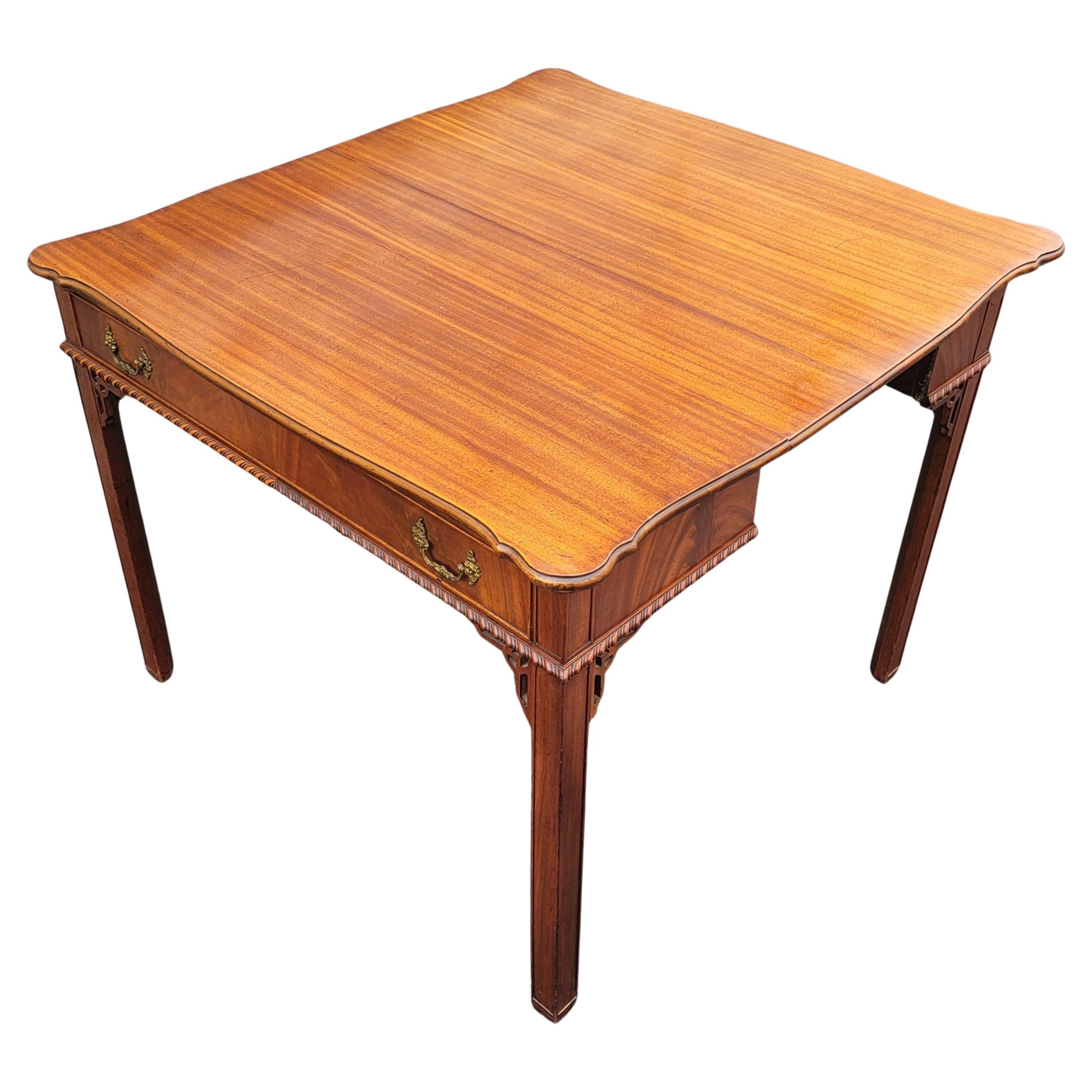 1960s George III Style Mahogany Extension Console Table Dining Table w/ 3 Leaves For Sale 7