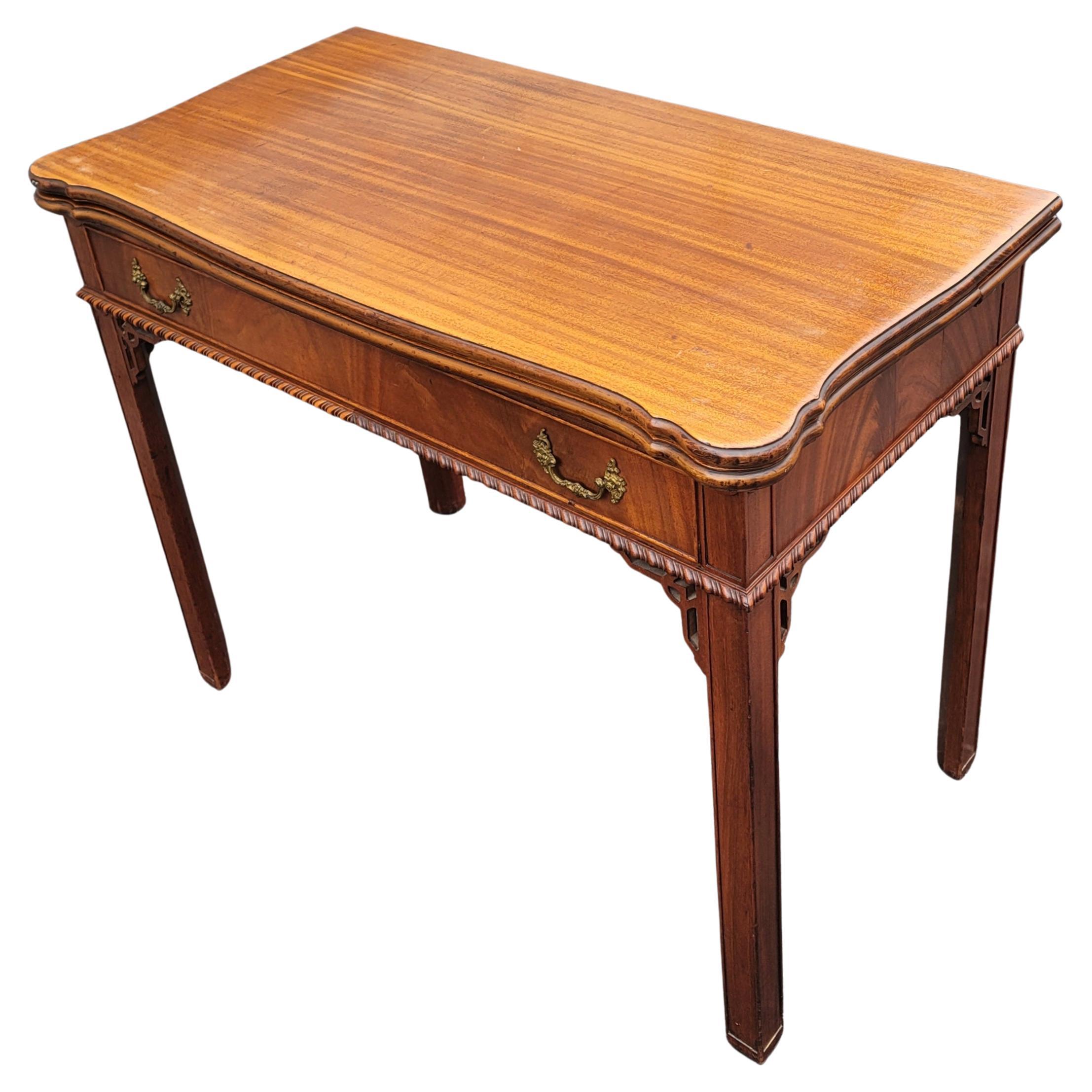 1960s George III Style Mahogany Extension Console Table Dining Table w/ 3 Leaves For Sale 8