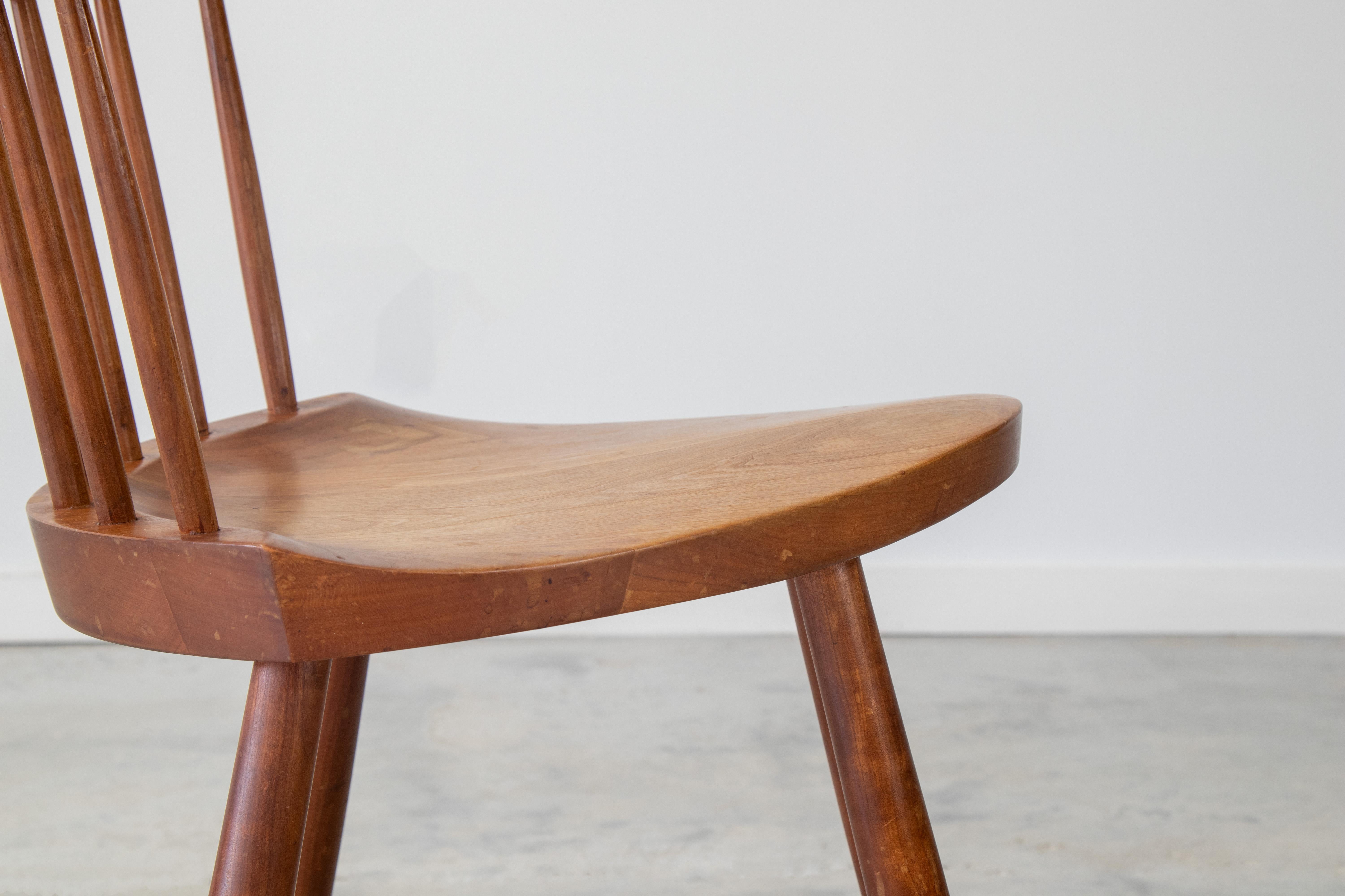 Mid-Century Modern 1960s George Nakashima Mira Cherry Chair with a Fourth Leg Nakashima Studios