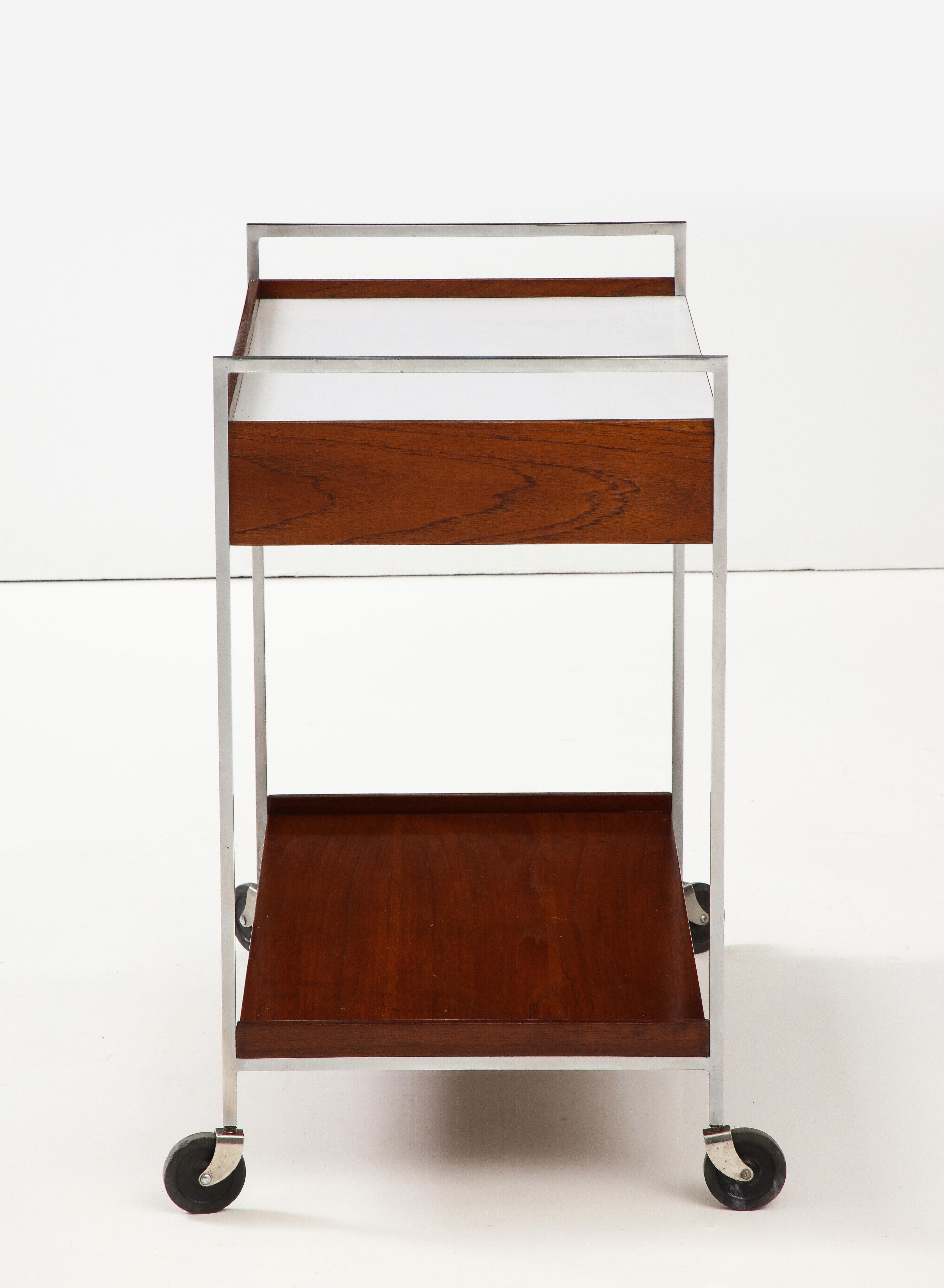 1960's George Nelson For Herman Miller Walnut And Chrome Bar Cart For Sale 4