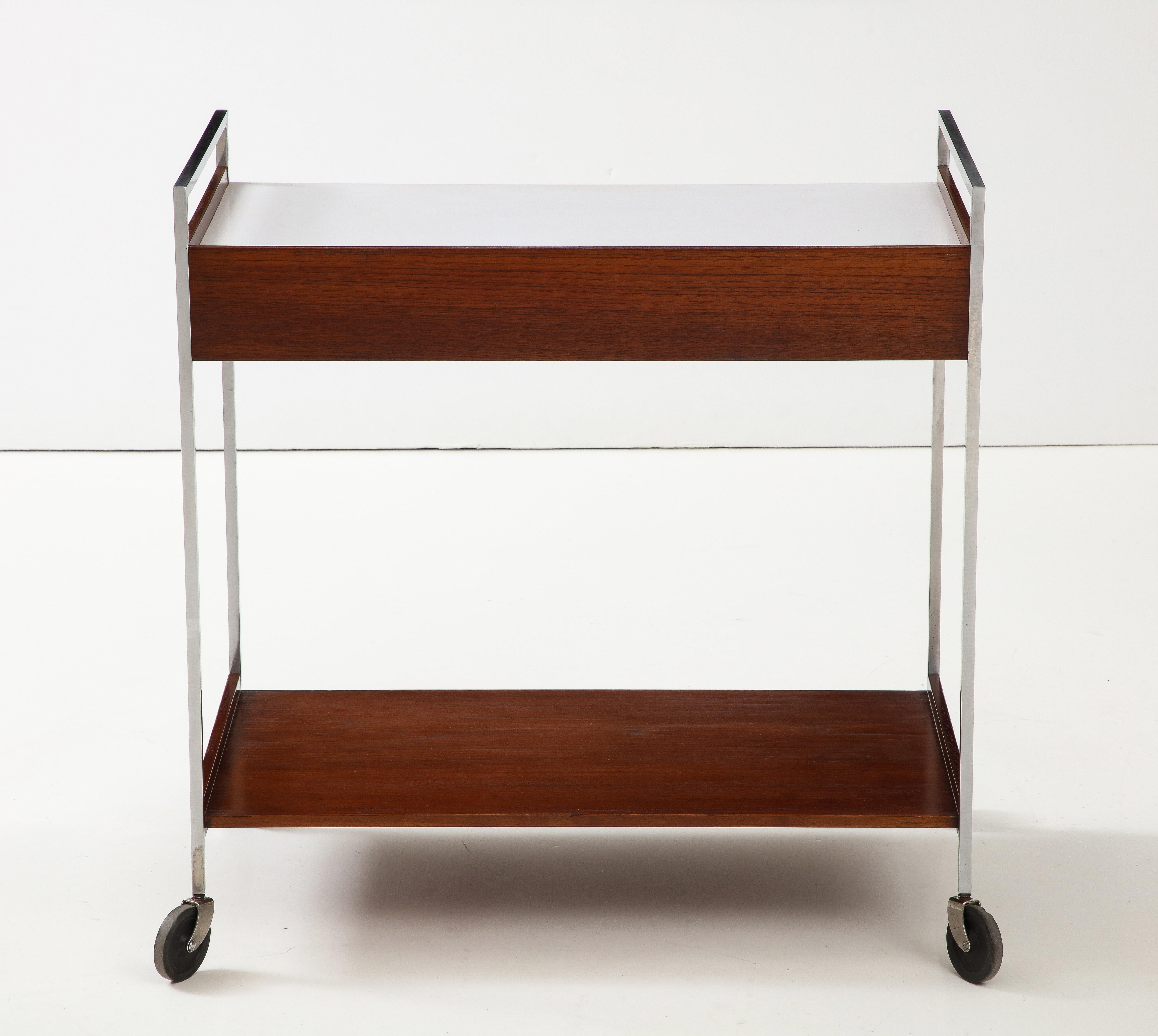 1960's George Nelson For Herman Miller Walnut And Chrome Bar Cart 6