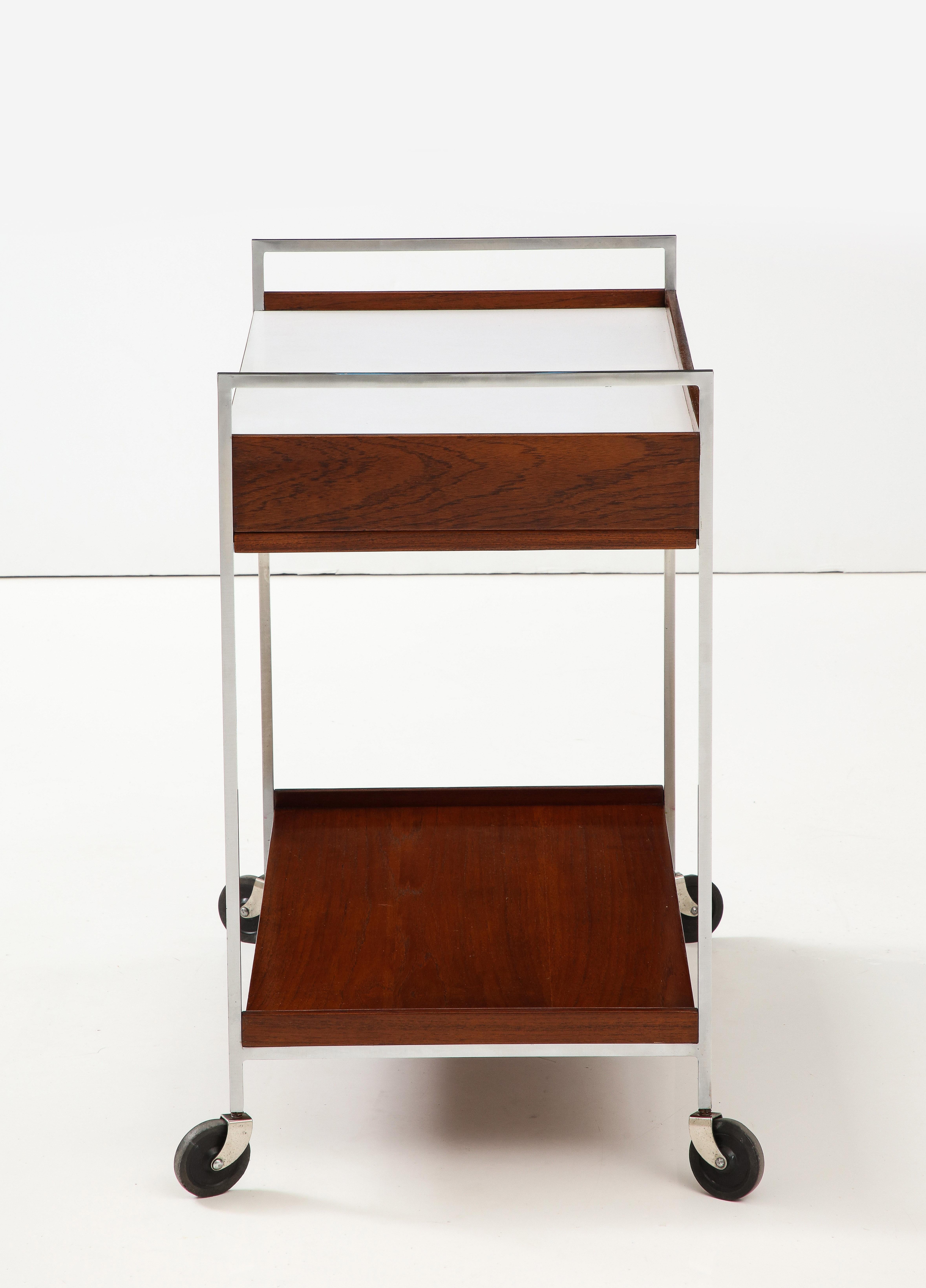 1960's George Nelson For Herman Miller Walnut And Chrome Bar Cart 9
