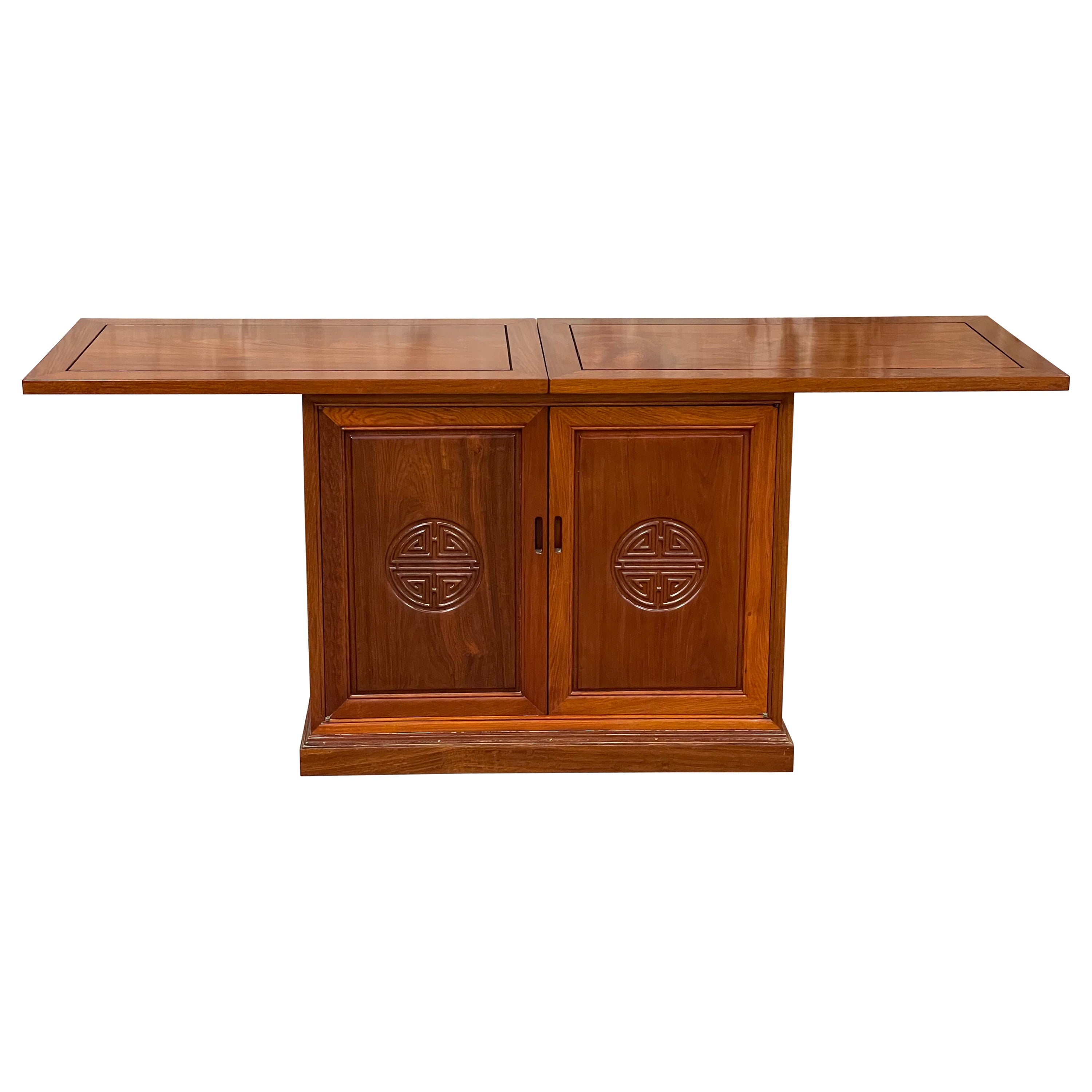 1960er George Zee Palisander Chinoiserie Flip Top Bar-Serviergeschirr aus Rosenholz im Angebot