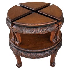 1960s George Zee Round Asian Tea Table With 4 Matching Nesting Stools NO LABEL
