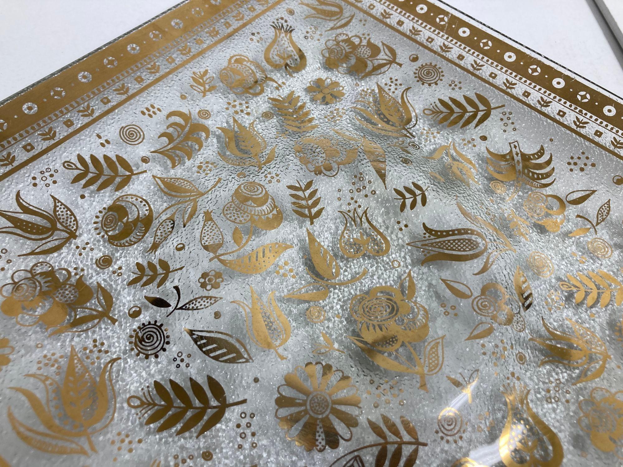 1960s Georges Briard Bent Glass Tray Persian Garden Pattern Dish 4