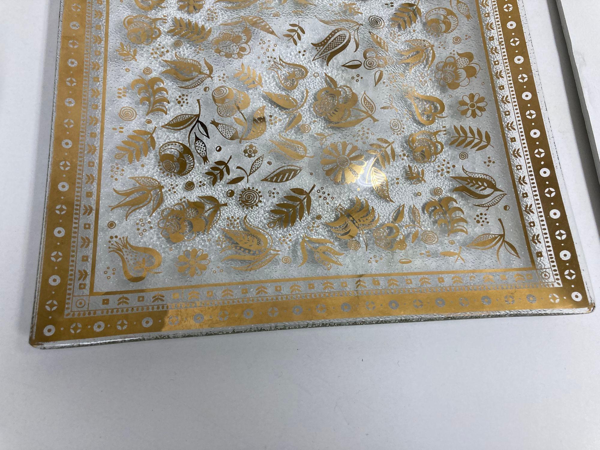 American 1960s Georges Briard Bent Glass Tray Persian Garden Pattern Dish