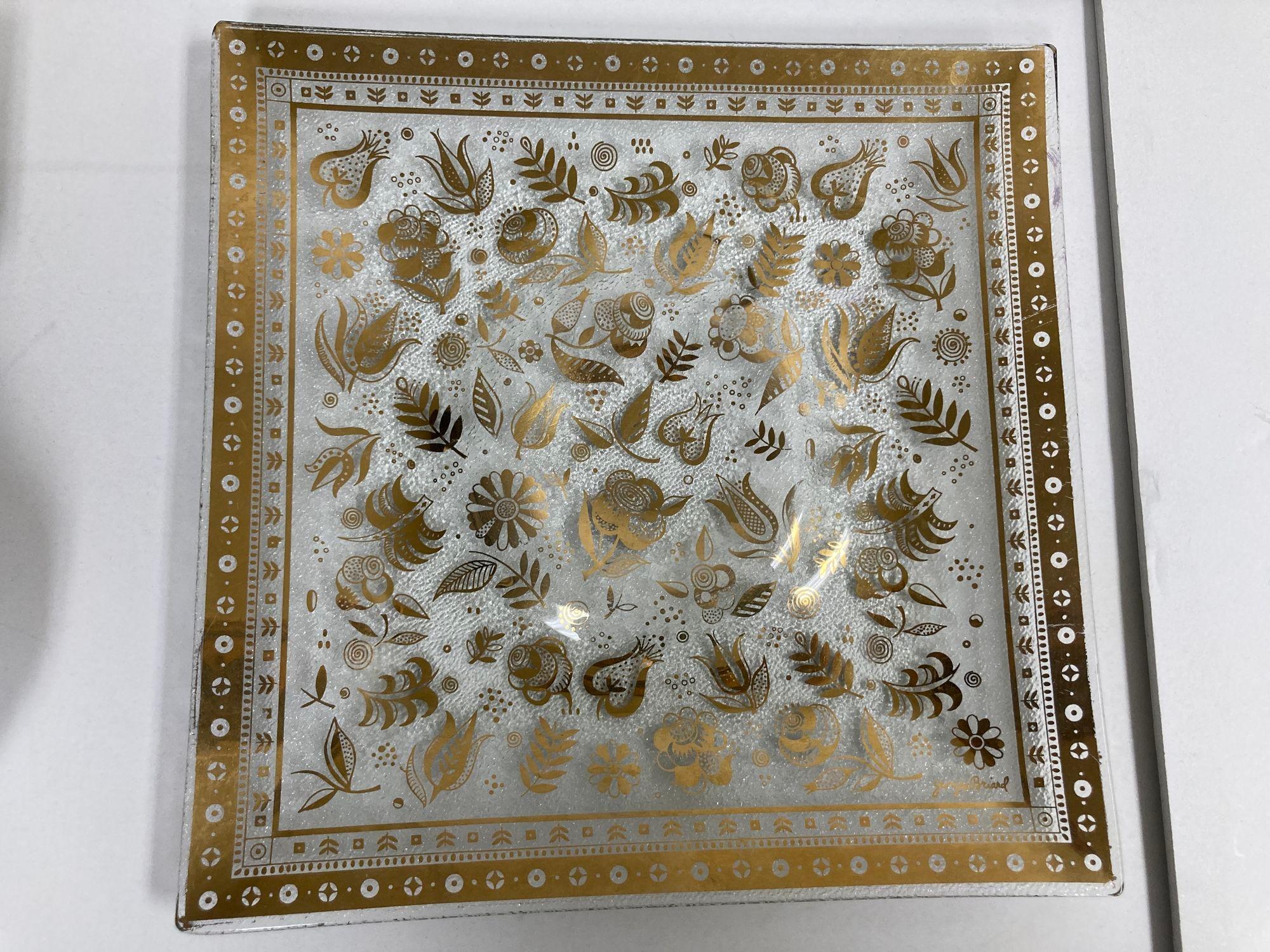 Hand-Crafted 1960s Georges Briard Bent Glass Tray Persian Garden Pattern Dish