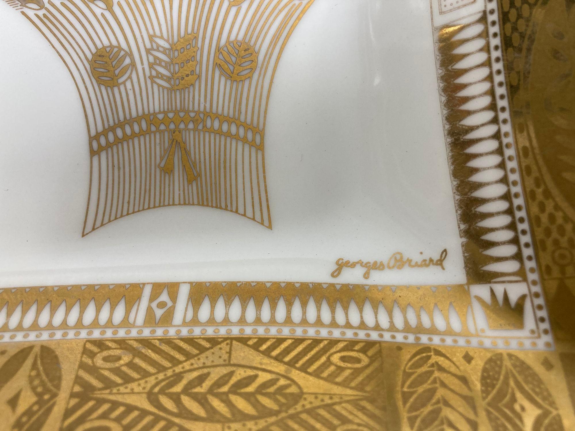 Doré Bol en verre dépoli Georges Briard des années 1960 avec motif de moisson doré de style Art Déco en vente