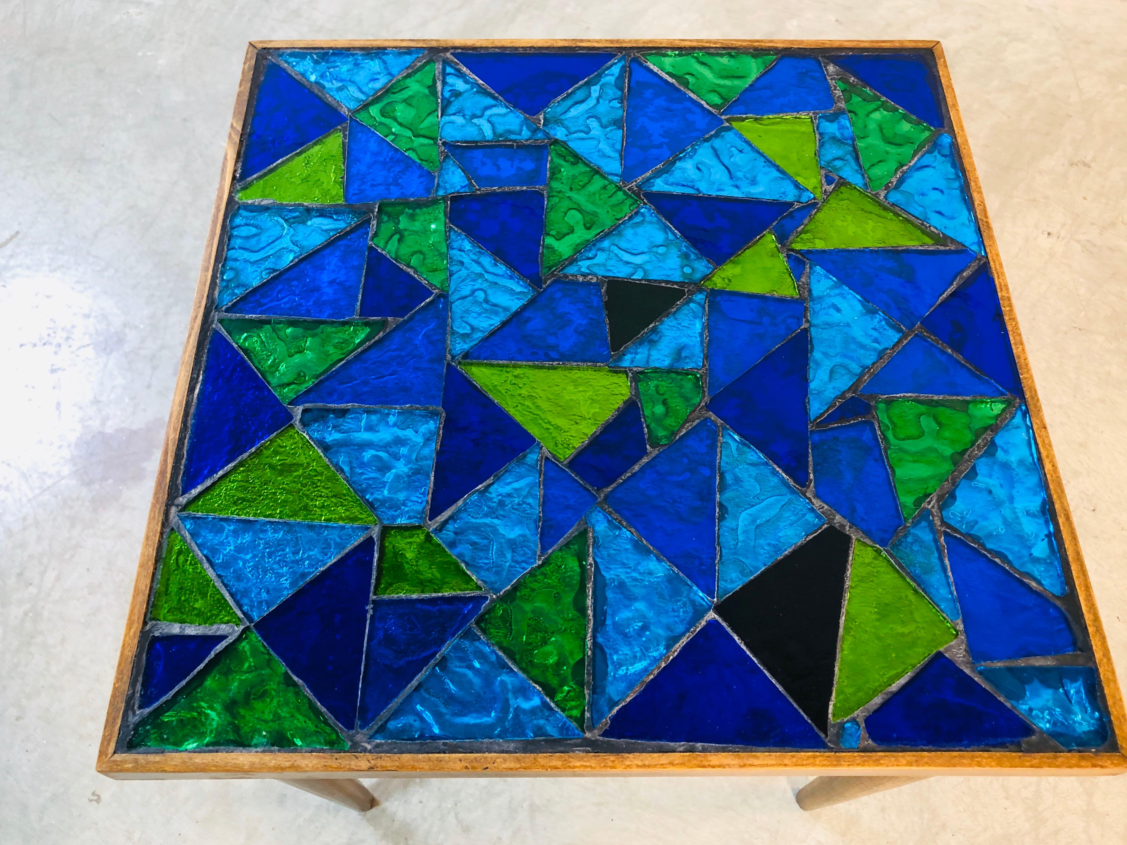 1960s Georges Briard Mosaic Tile Top Tables, Pair In Good Condition For Sale In Amherst, NH
