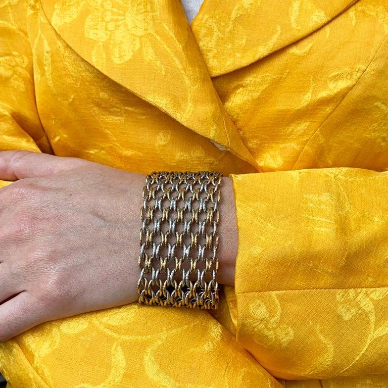 Women's or Men's 1960s Georges L'Enfant Paris Wide Gold Braided Bracelet