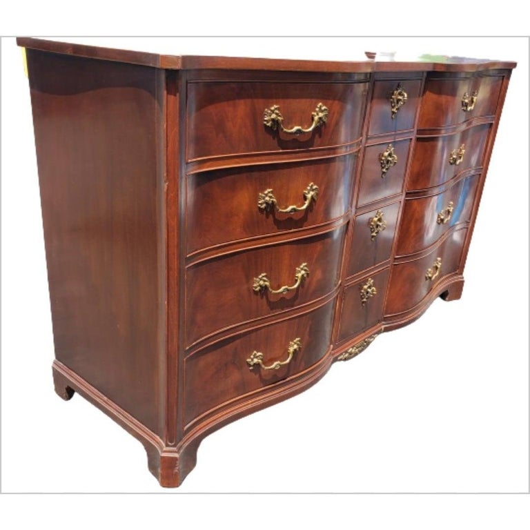 1960s Galleries Magogany Serpentine Triple Dresser For Sale
