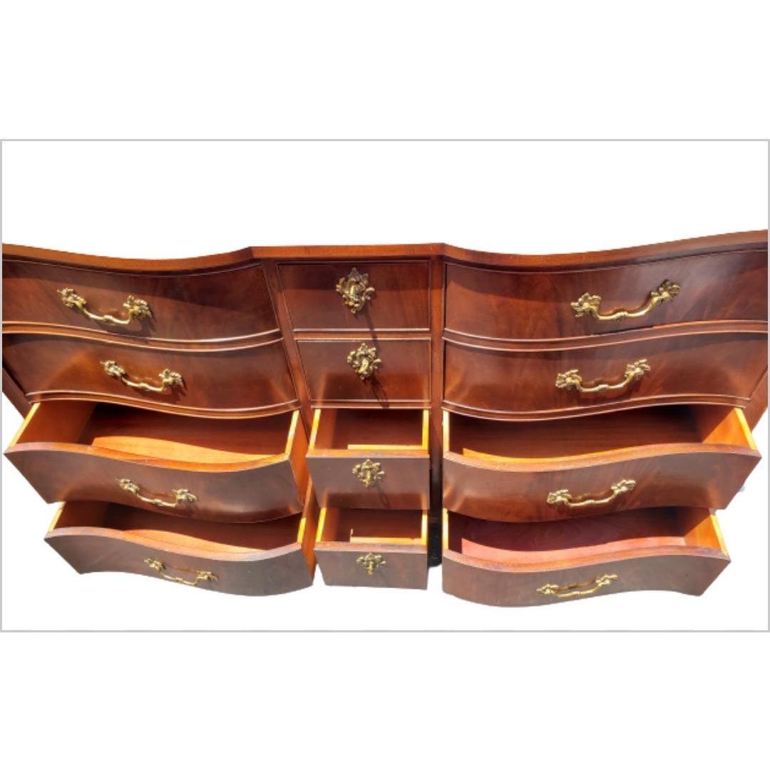 North American 1960s Georgetown Galleries Magogany Serpentine Triple Dresser