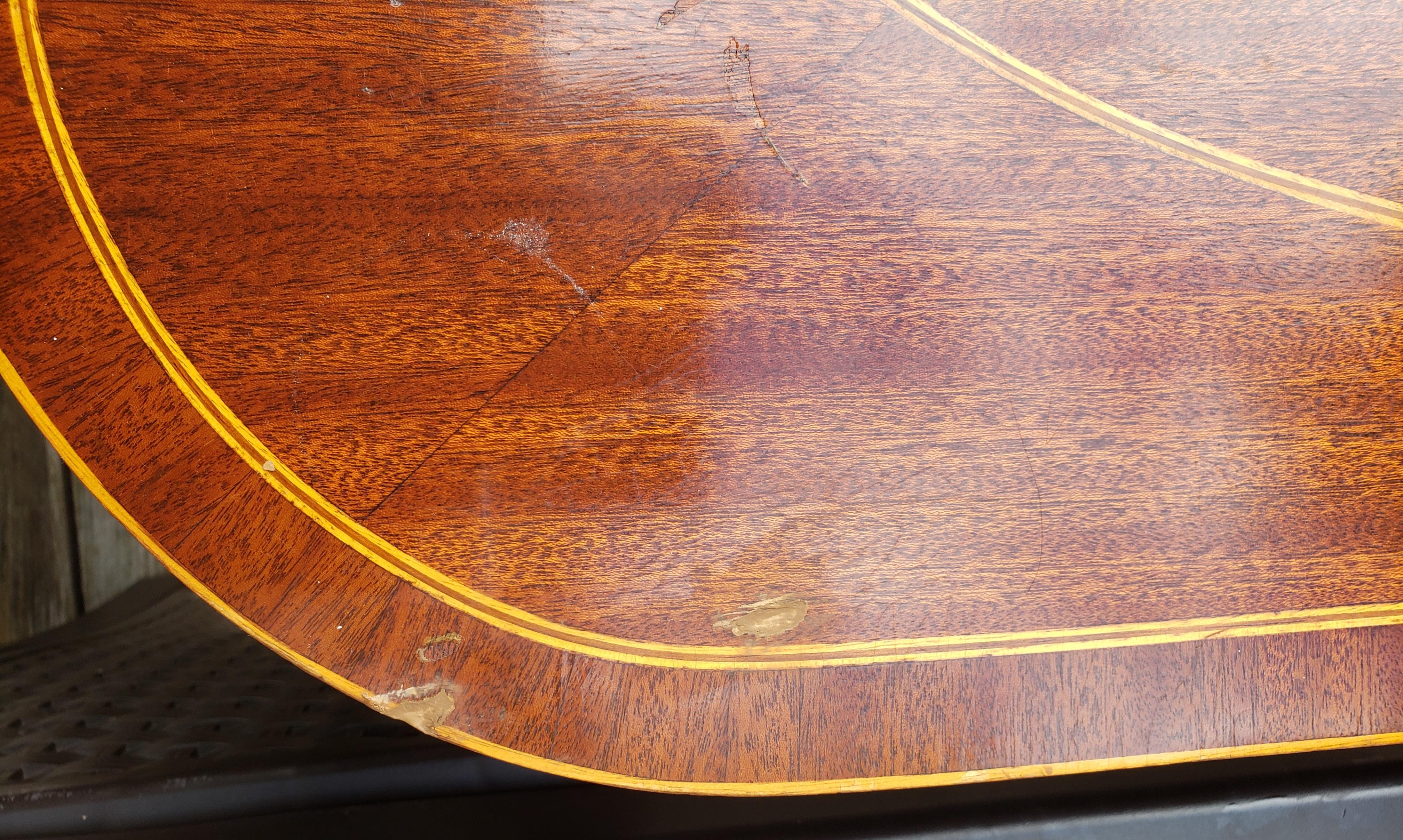 1960s Georgian Furnishing Mahogany and Satinwood Inlaid Console Game Table For Sale 3