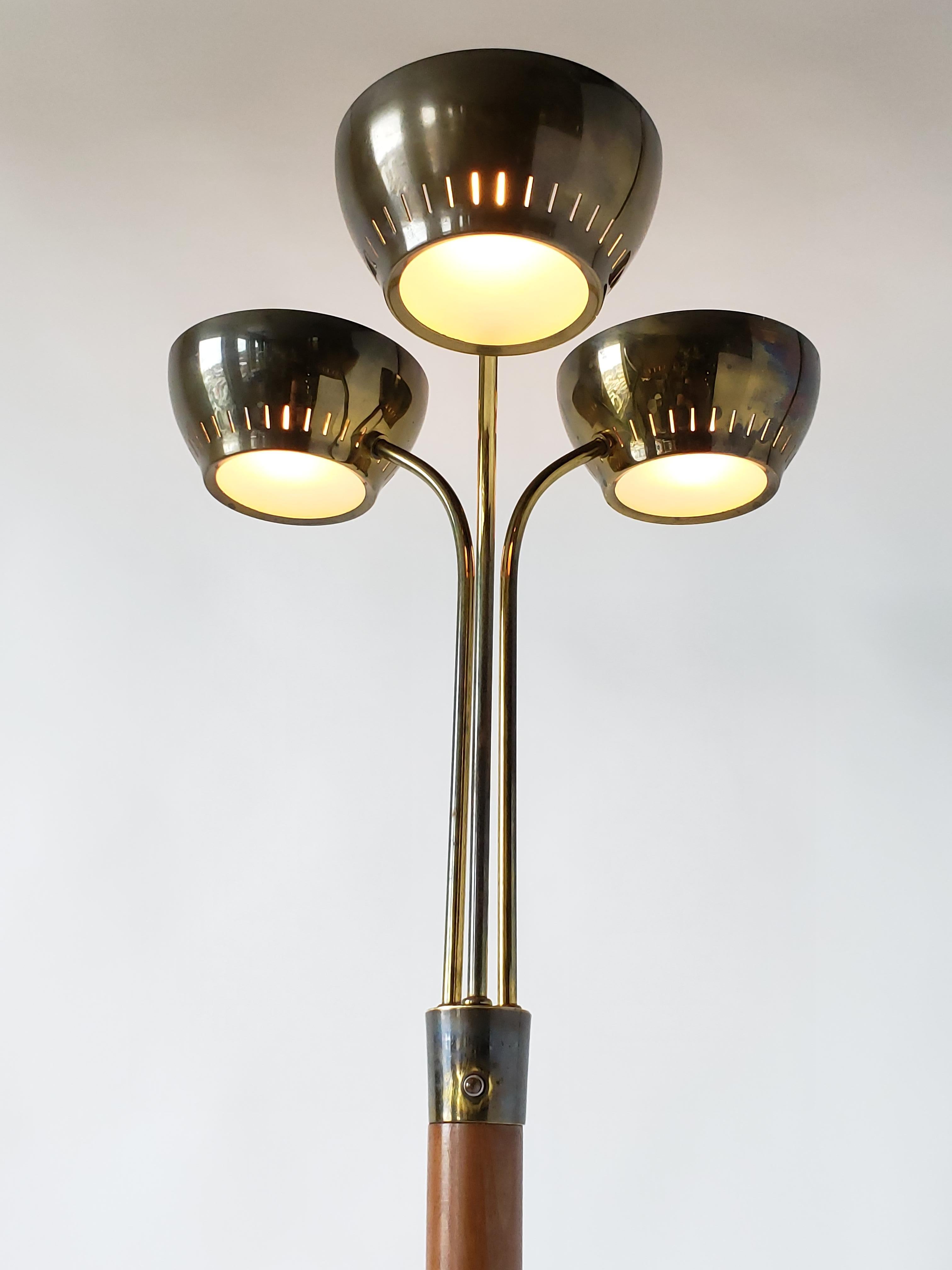 Mid-Century Modern 1960s Gerald Thurston 3 Heads Floor Lamp, USA