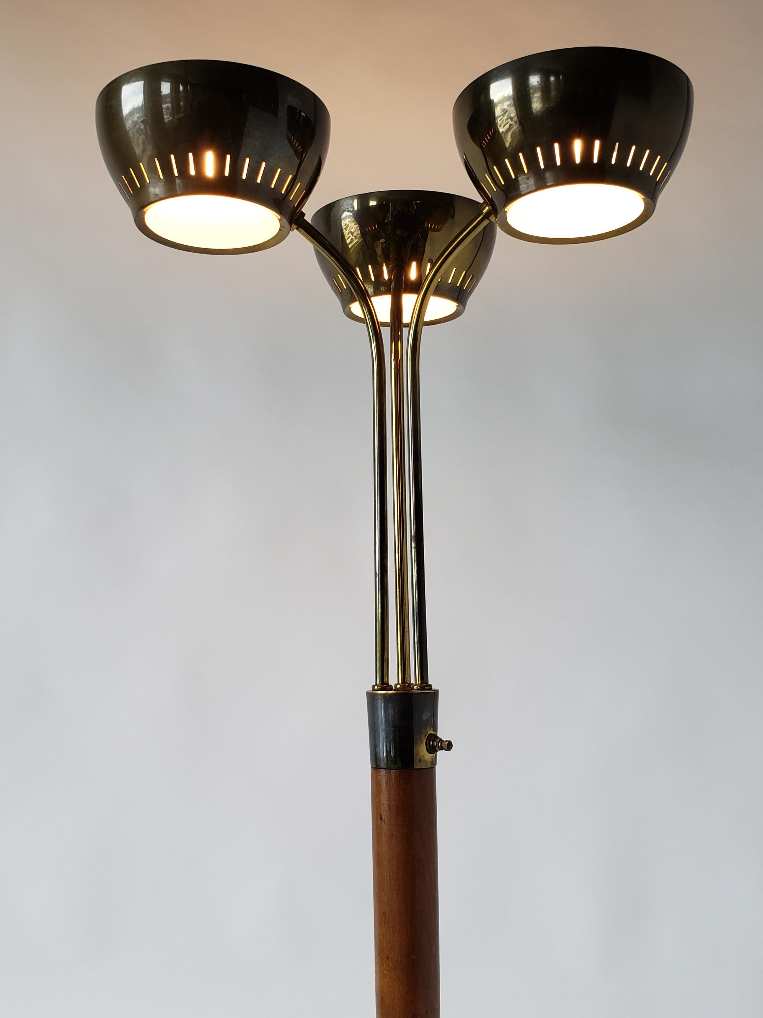American 1960s Gerald Thurston 3 Heads Floor Lamp, USA