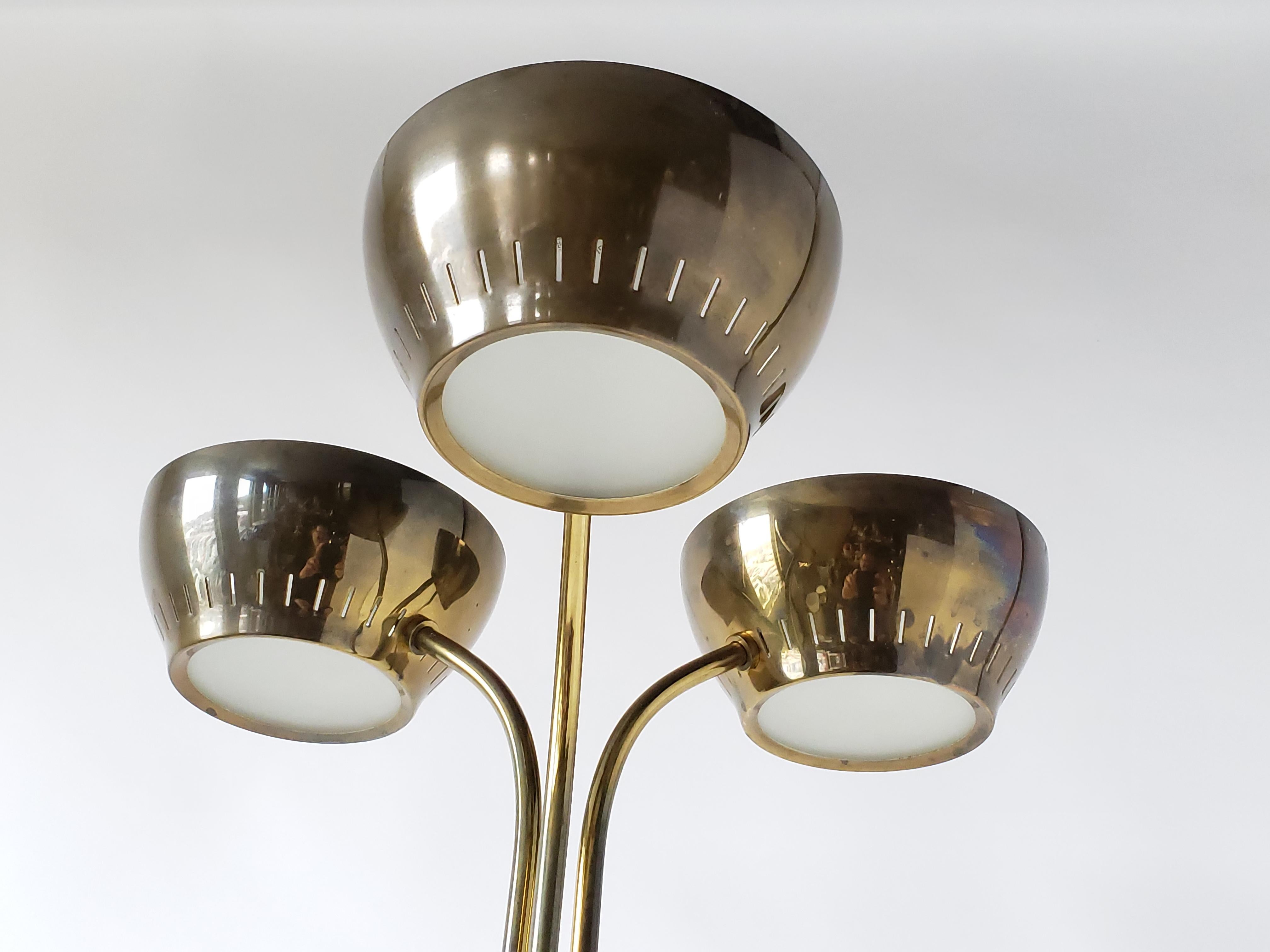 Aluminum 1960s Gerald Thurston 3 Heads Floor Lamp, USA