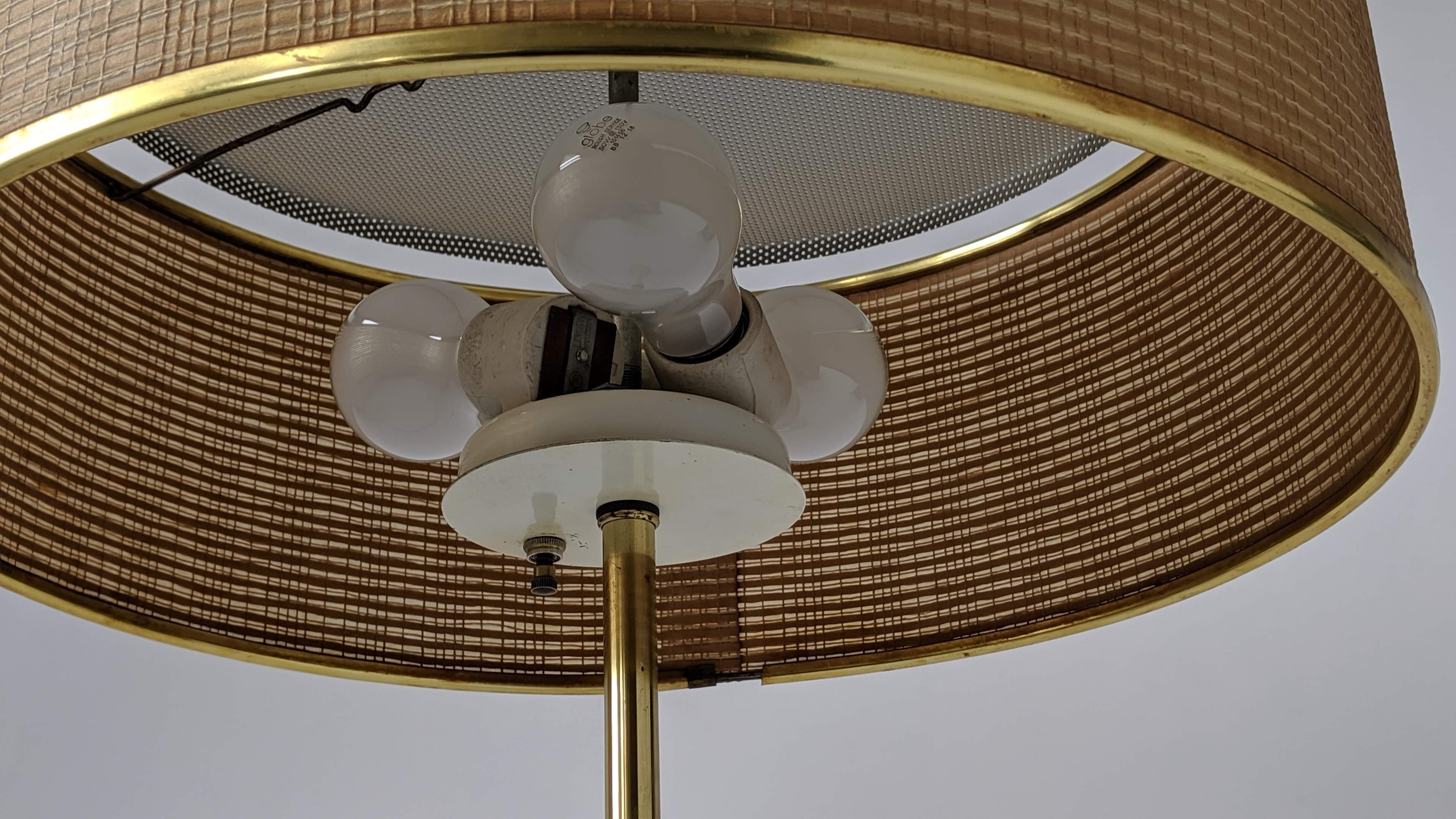 Mid-Century Modern 1960s Huge Gerald Thurston 3 Lights Tall Table Lamp , USA 