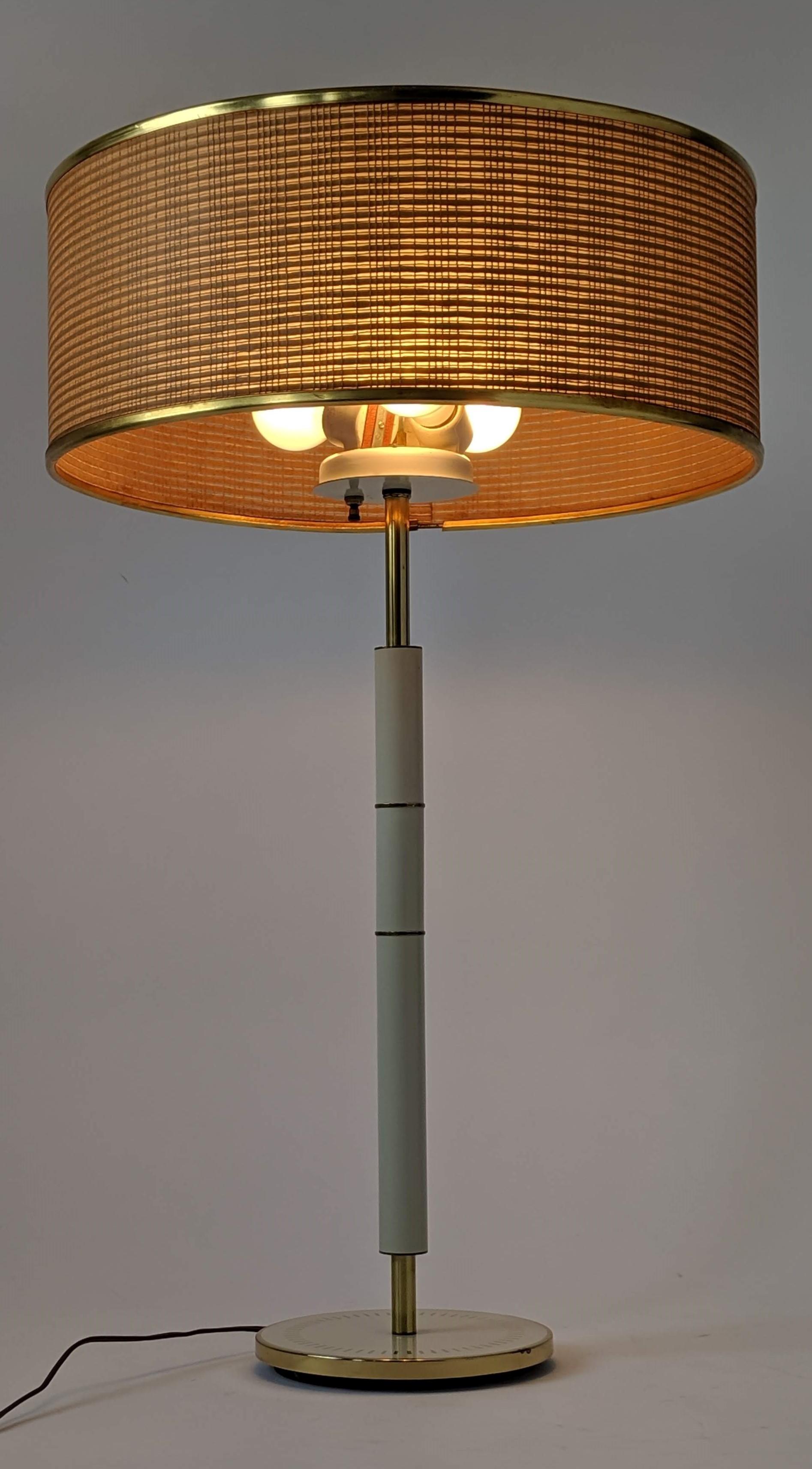Enameled 1960s Huge Gerald Thurston 3 Lights Tall Table Lamp , USA