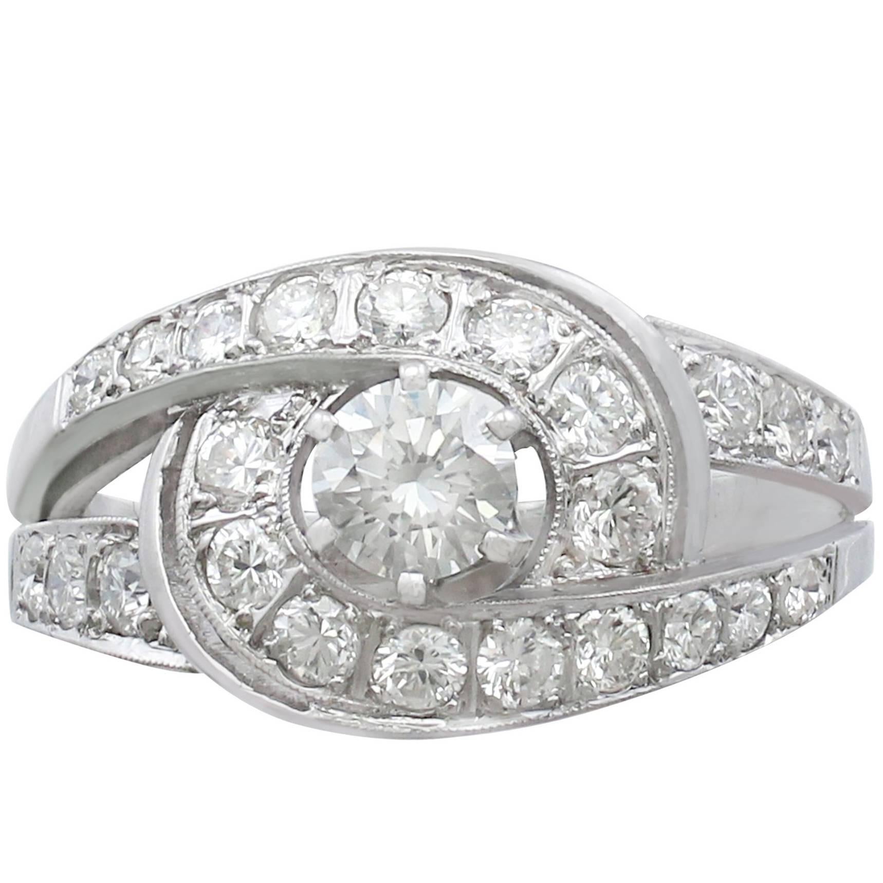 1960s German 1.88 Carat Diamond and White Gold Dress Ring