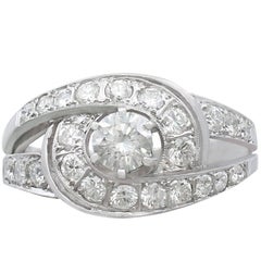 1960s German 1.88 Carat Diamond and White Gold Dress Ring