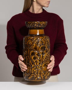 1960s German Amber Ceramic Vitrine with Quality Joinery