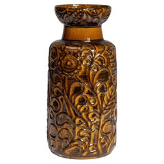 1960s German Amber Ceramic Vitrine with Quality Joinery