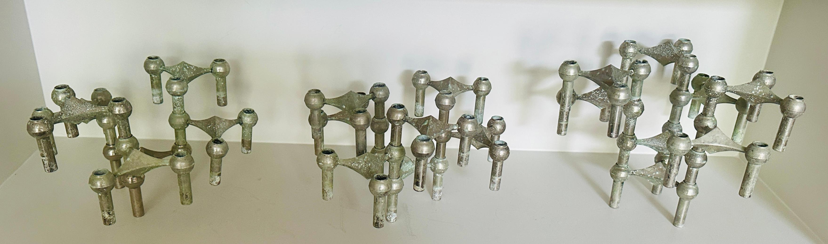 1960s German BMF Nagel Stackable Tarnished Oxidised Chrome Candle Holders For Sale 4