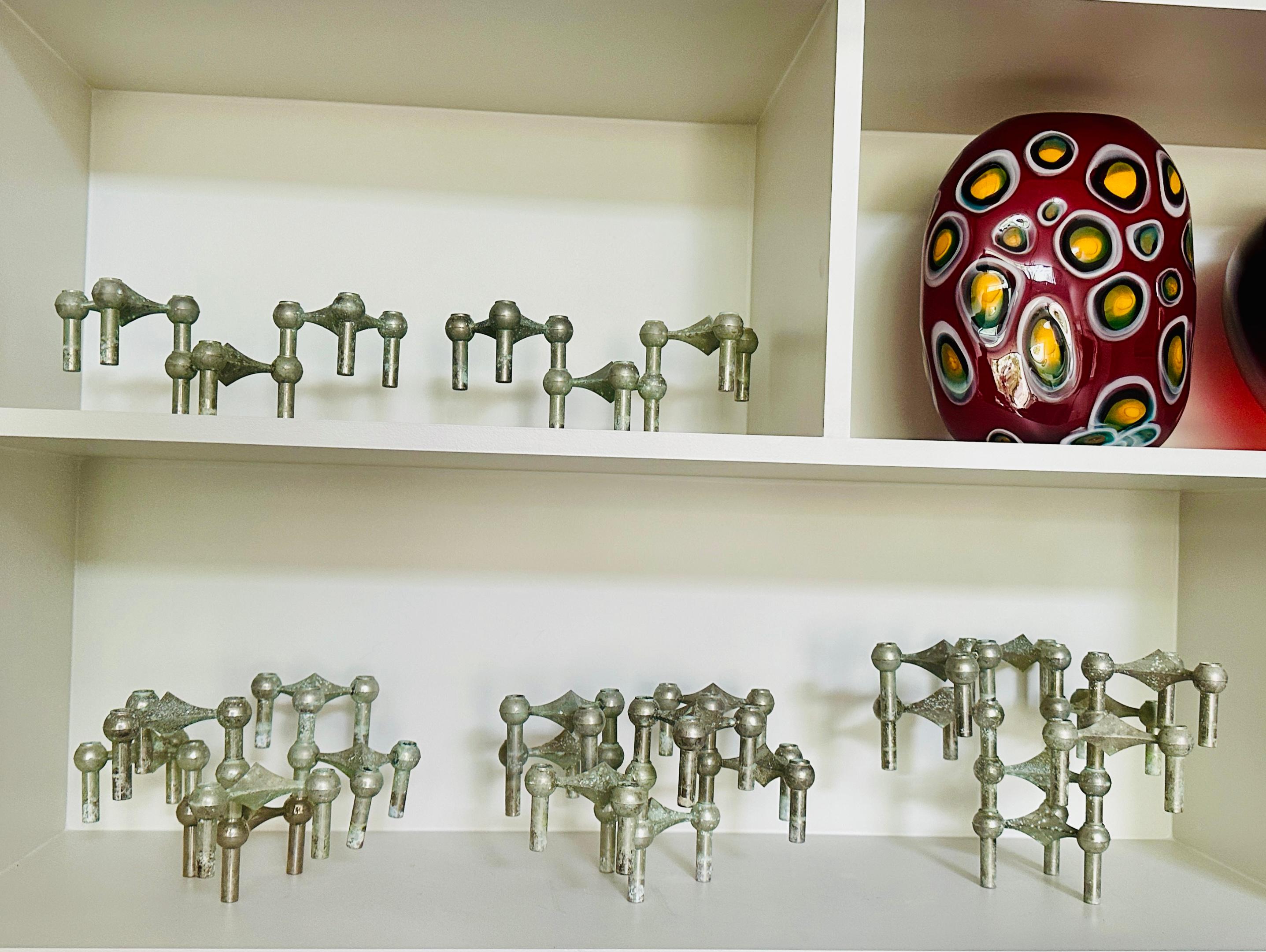 1960s German BMF Nagel Stackable Tarnished Oxidised Chrome Candle Holders For Sale 6
