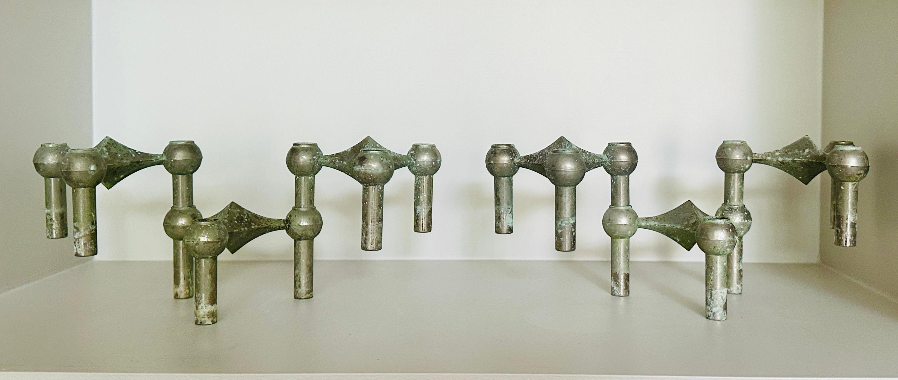1960s German BMF Nagel Stackable Tarnished Oxidised Chrome Candle Holders For Sale 7