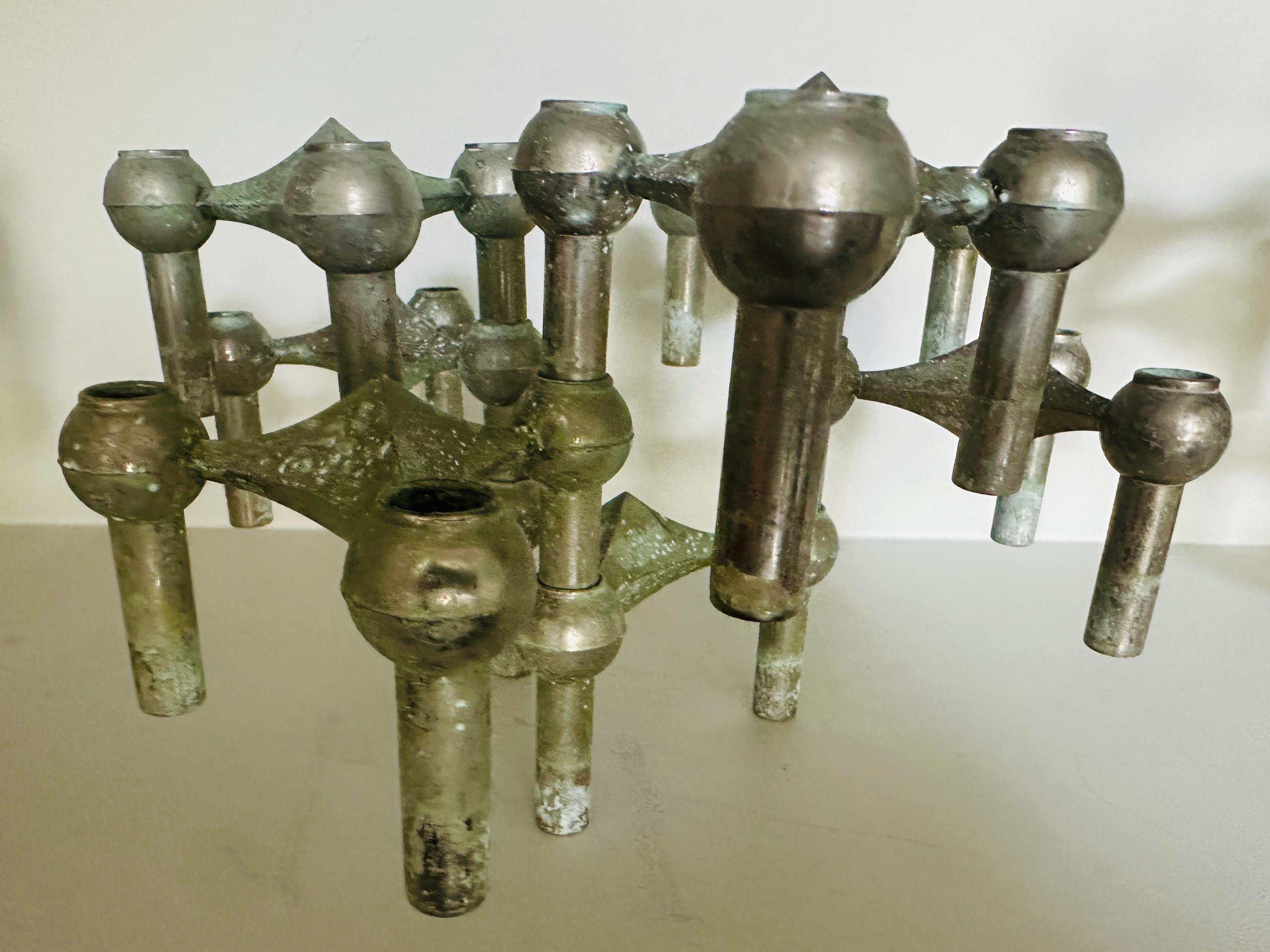1960s German BMF Nagel Stackable Tarnished Oxidised Chrome Candle Holders For Sale 10