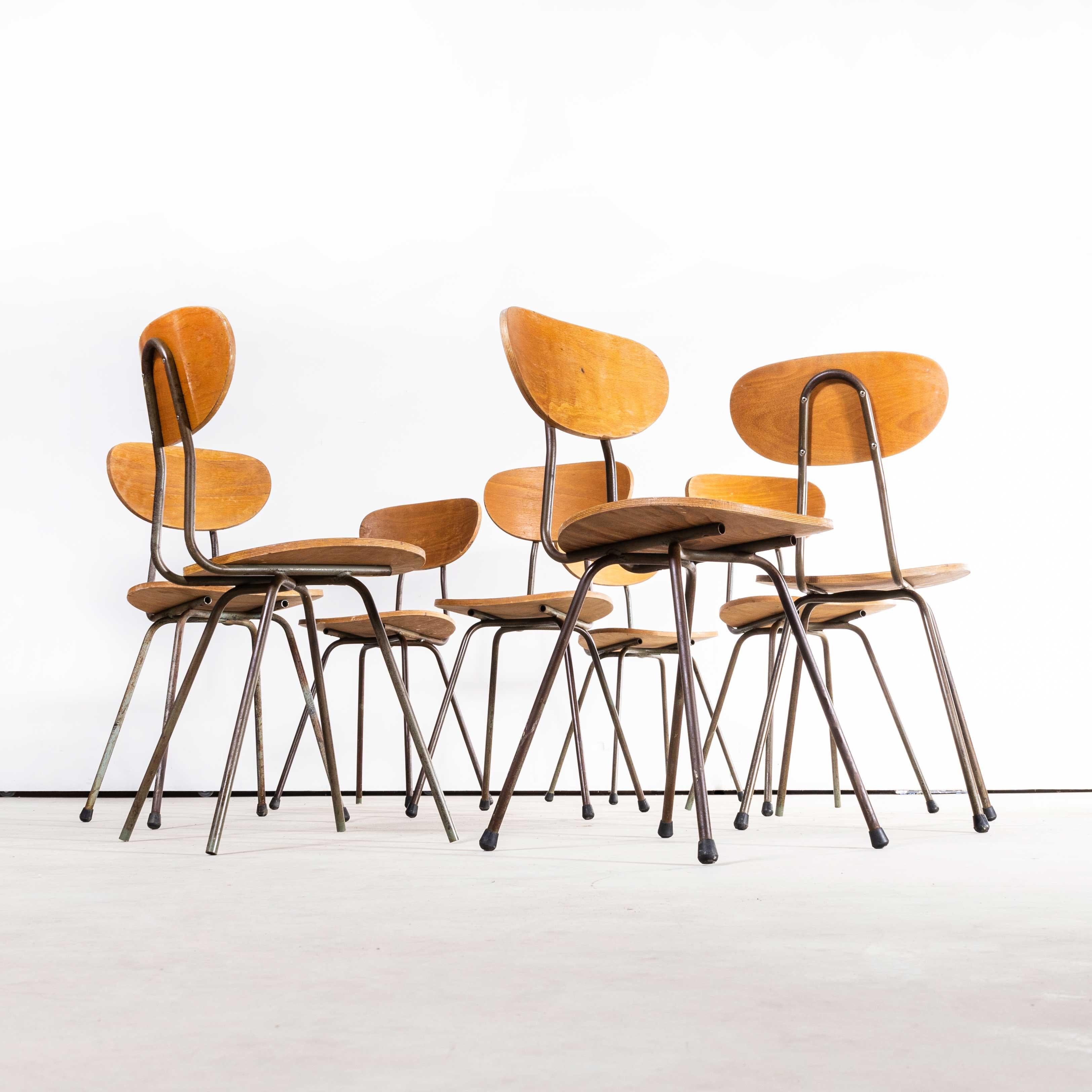 1960s German Café Dining Chairs Brown Frame, Set of Eight For Sale 4