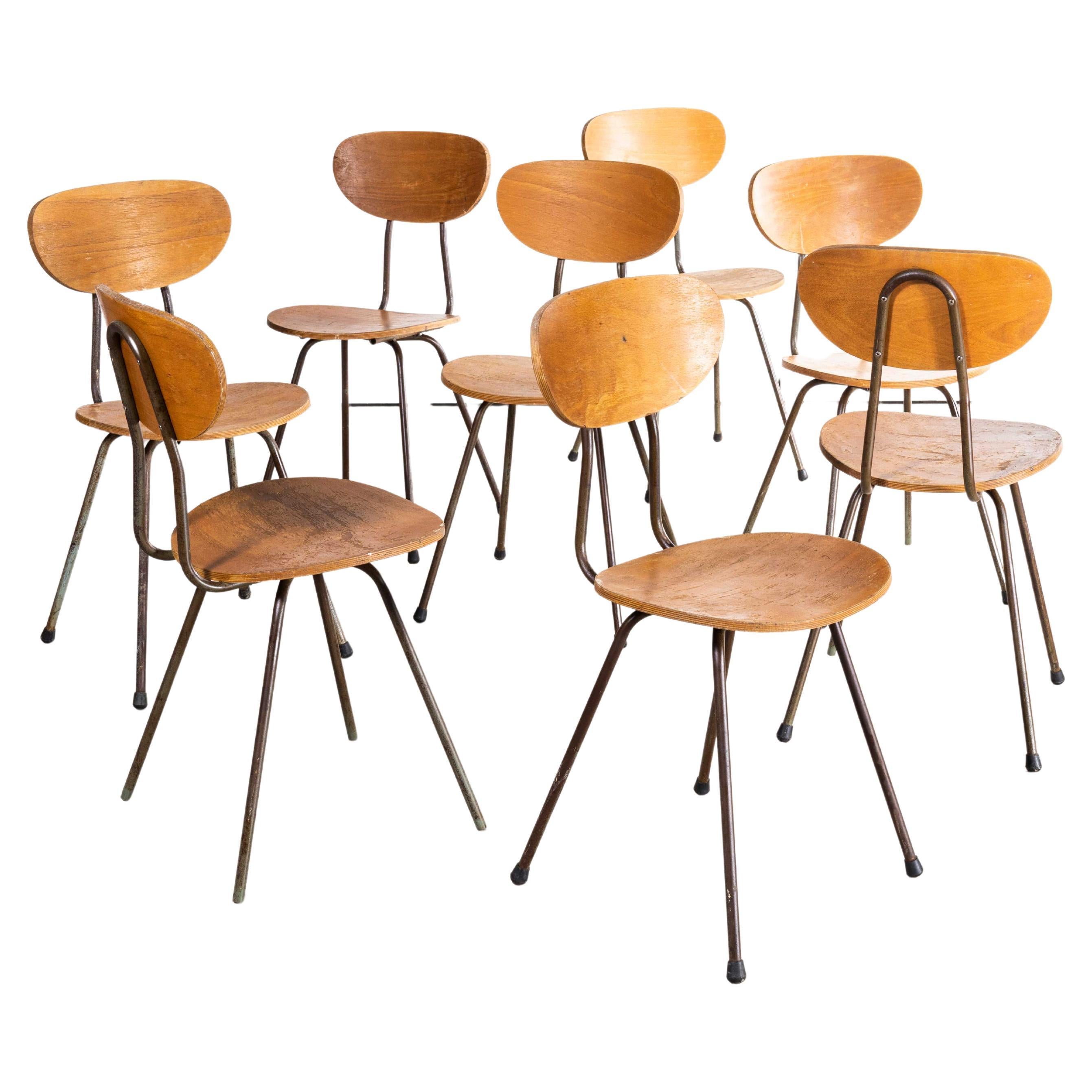 1960s German Café Dining Chairs Brown Frame, Set of Eight For Sale