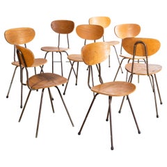 Retro 1960s German Café Dining Chairs Brown Frame, Set of Eight