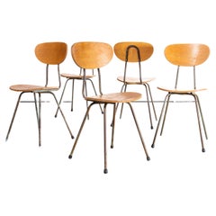 Retro 1960s German Café Dining Chairs Brown Frame, Set of Five