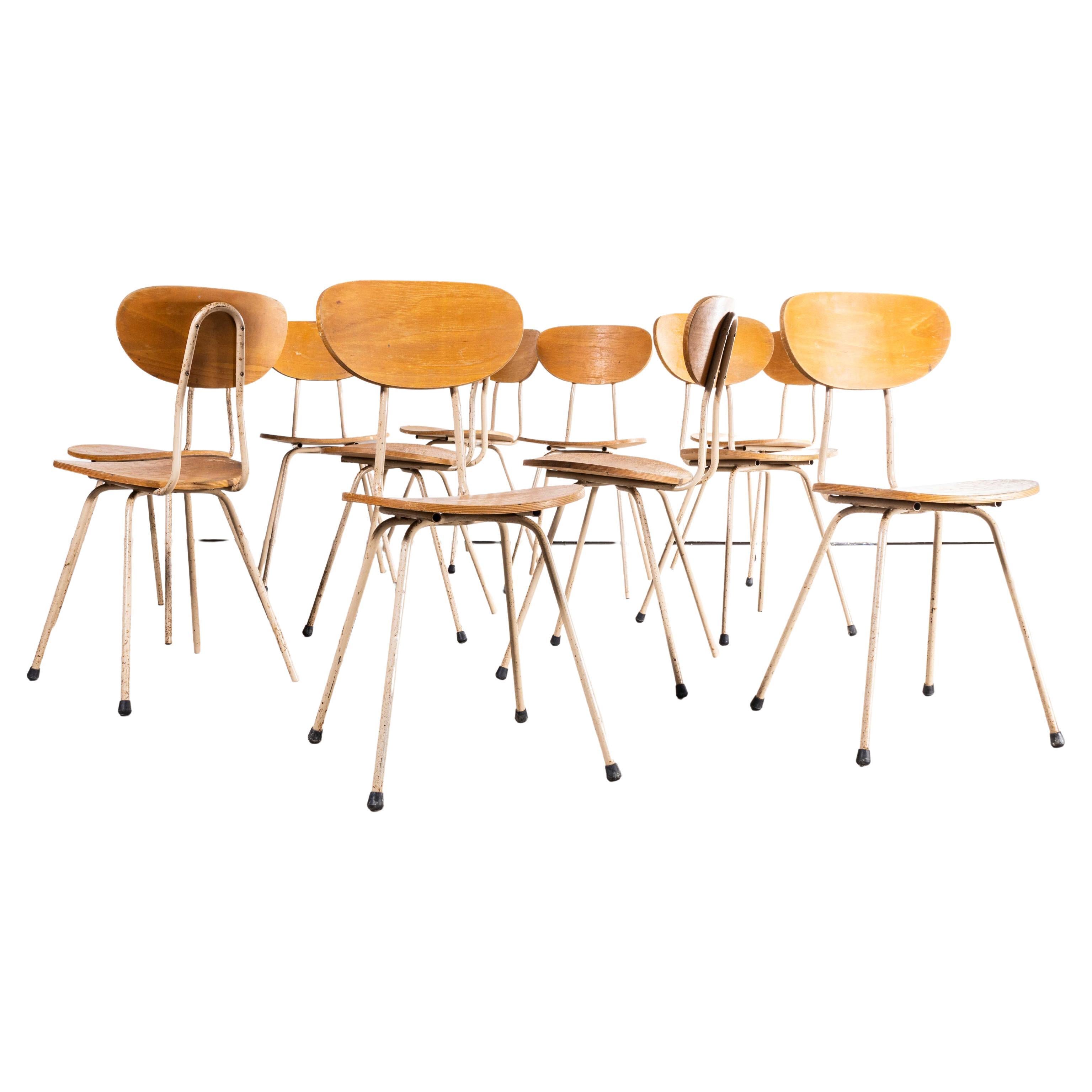1960s German Café Dining Chairs Brown Frame, Set of Eight For Sale at