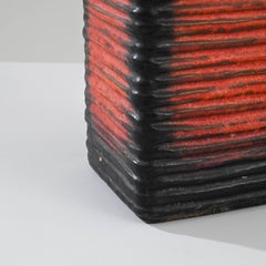 1960s German Ceramic Table Lamp with Red Accent, Mid-Century Design