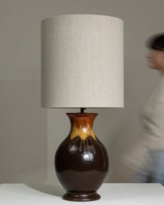 1960s German Ceramic Table Lamp in Chocolate Finish, Vintage Design