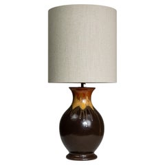 1960s German Ceramic Table Lamp in Chocolate Finish, Vintage Design