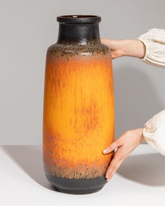 1960s German Ceramic Vase, Orange Finish, Vintage Decorative Object