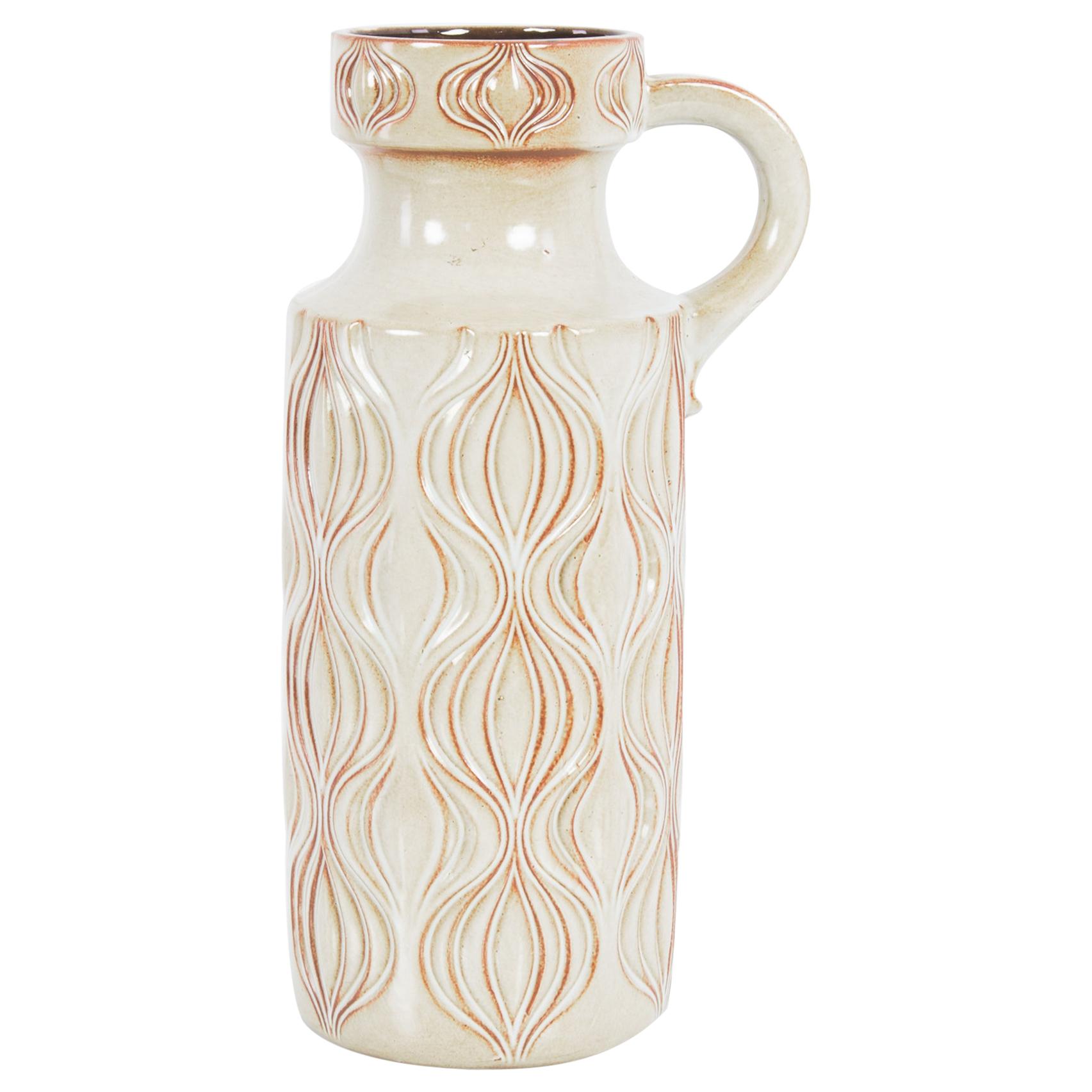 1960s German Ceramic Vase with Undulating Pattern