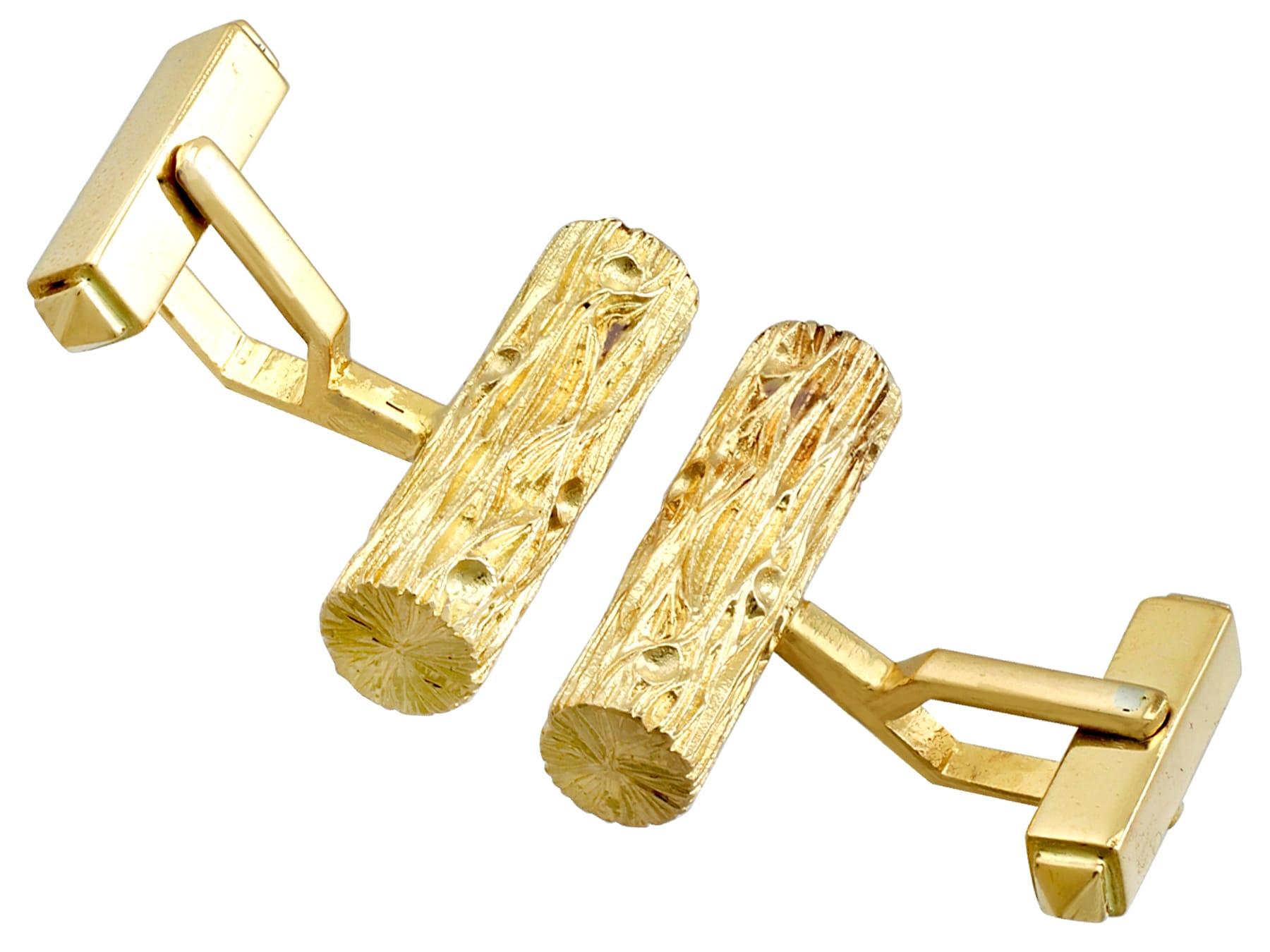 1960s German Cufflinks in Yellow Gold In Excellent Condition For Sale In Jesmond, Newcastle Upon Tyne