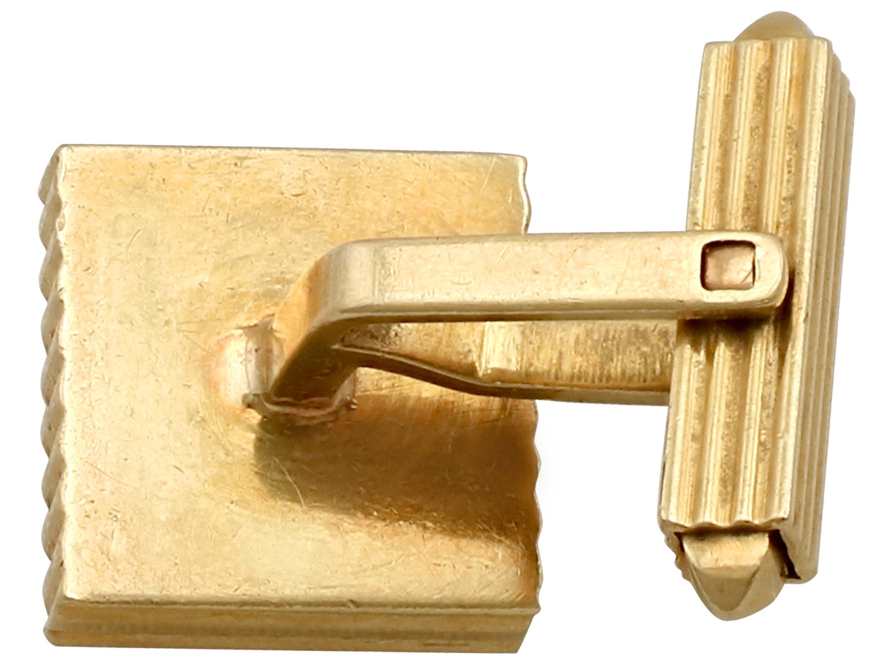 1960s German Art Deco Style Diamond Gold Cufflinks For Sale 1