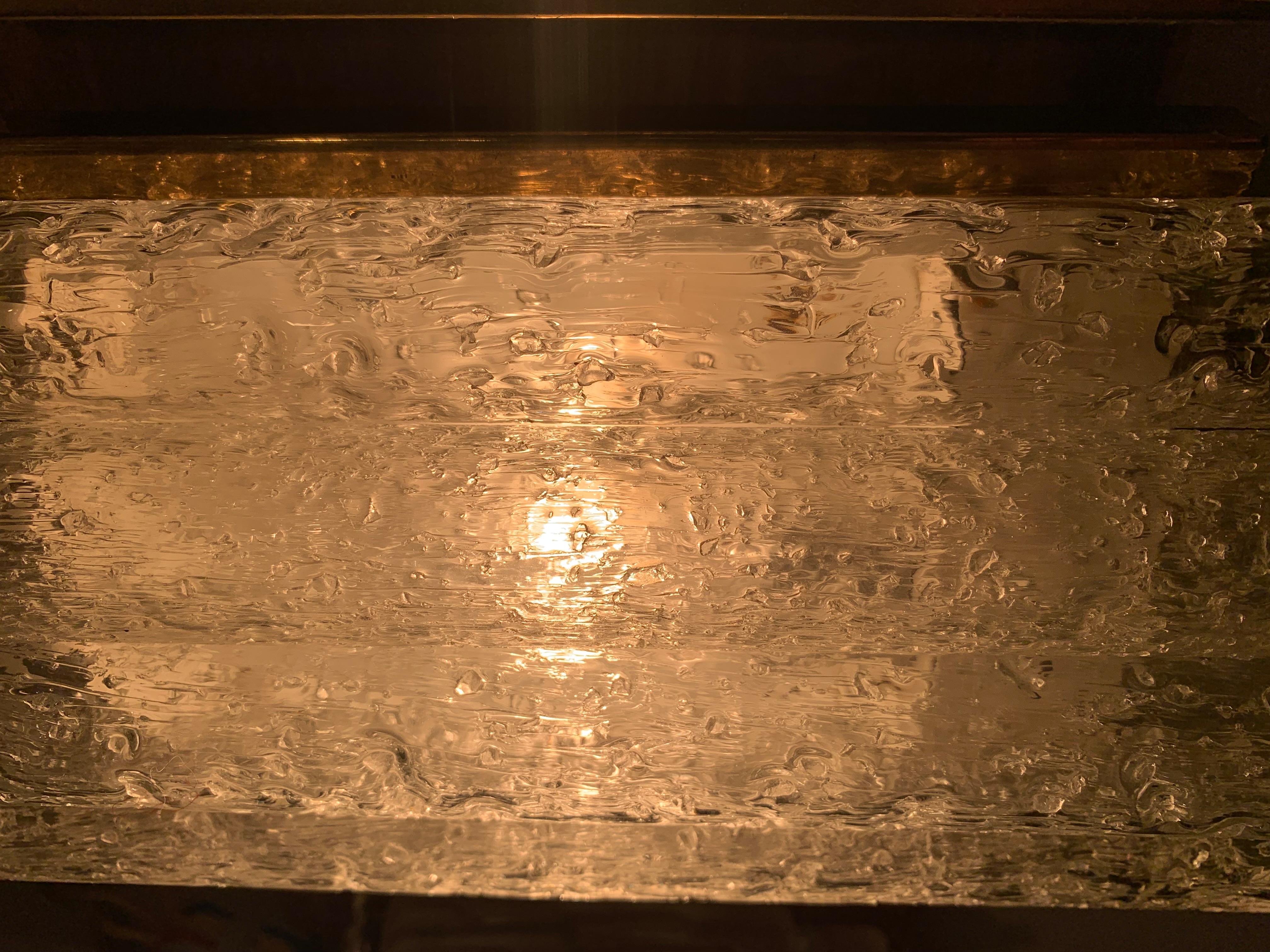1960s German Doria Leuchten Ice Frosted Tubular Glass & Brass Wall Sconce 11