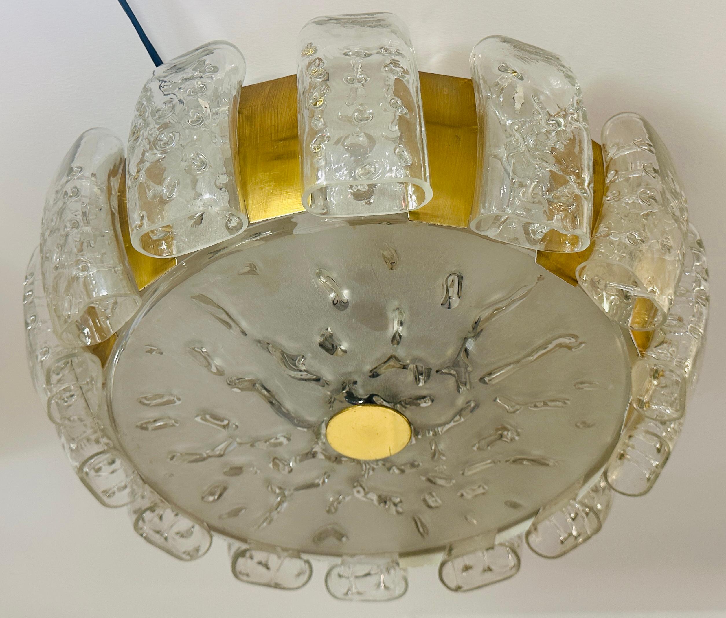 Lámpara de Techo Alemana Doria Leuchten de los Años 60 de Vidrio Esmerilado y Latón Flush Mount en venta 1