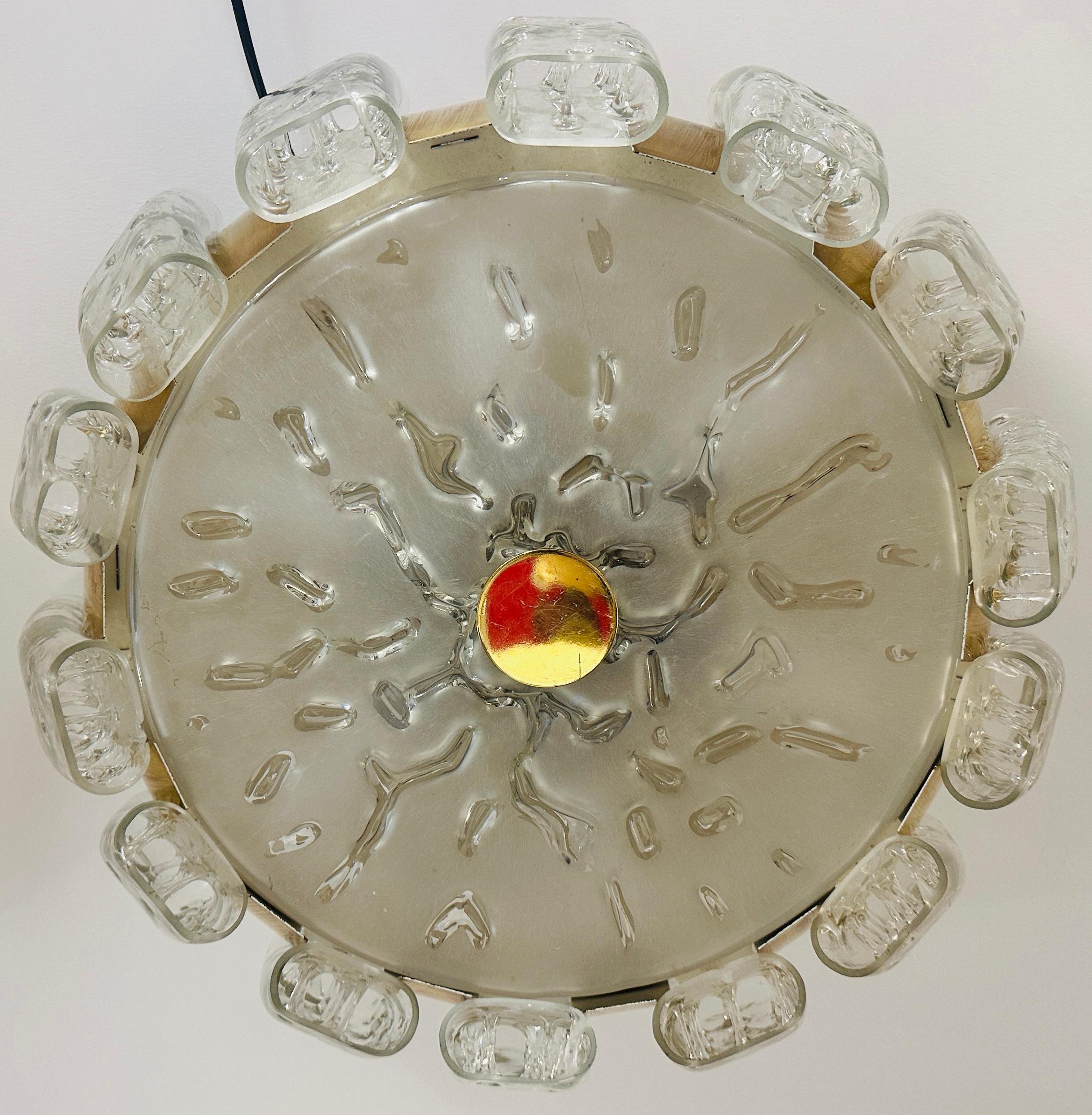 Lámpara de Techo Alemana Doria Leuchten de los Años 60 de Vidrio Esmerilado y Latón Flush Mount en venta 2